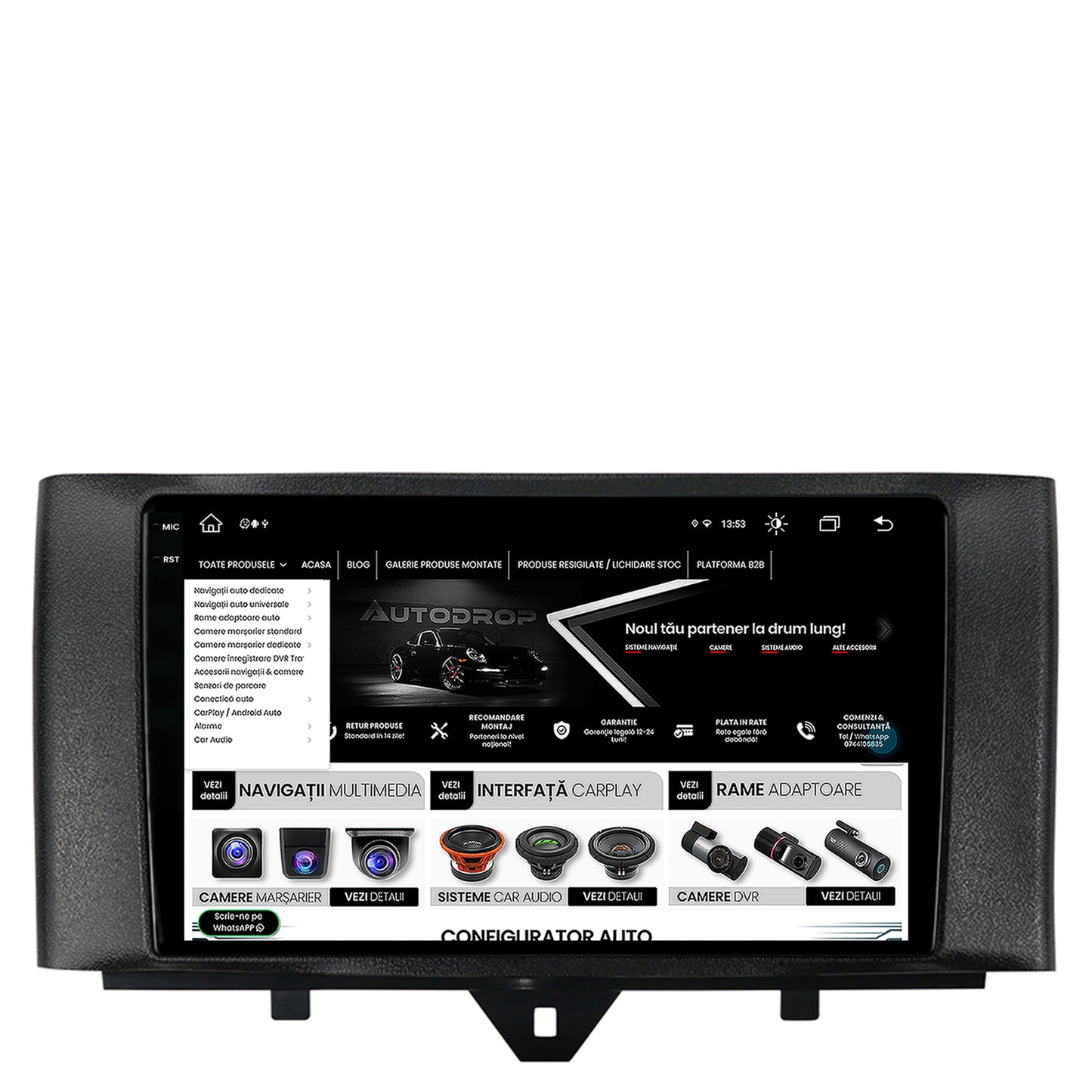 Navigatie Smart Fortwo (2010-2015), Android, X-Octacore / 8GB RAM + 256GB ROM, 9.5 Inch - AD-BGX9008+AD-BGRKIT409