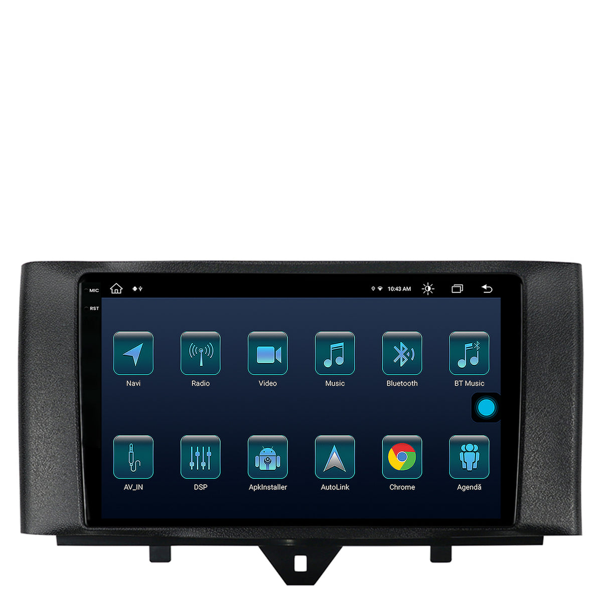 Navigatie Smart Fortwo (2010-2015), Android, X-Octacore / 8GB RAM + 256GB ROM, 9.5 Inch - AD-BGX9008+AD-BGRKIT409