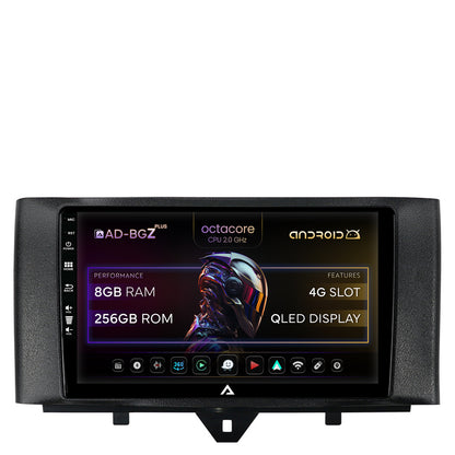 Navigatie Smart Fortwo (2010-2015), Android, Z-Octacore / 8GB RAM + 256GB ROM, 9 Inch - AD-BGZ9008+AD-BGRKIT409