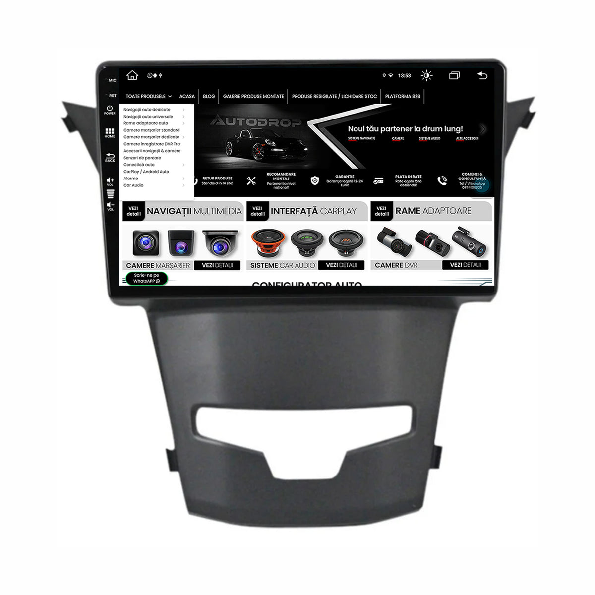 Navigatie Ssang Yong Korando (2013-2019), Android, A-Octacore / 4GB RAM + 64GB ROM, 9 Inch - AD-BGA9004+AD-BGRKIT441