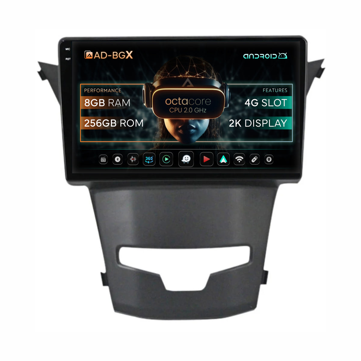 Navigatie Ssang Yong Korando (2013-2019), Android, X-Octacore / 8GB RAM + 256GB ROM, 9.5 Inch - AD-BGX9008+AD-BGRKIT441