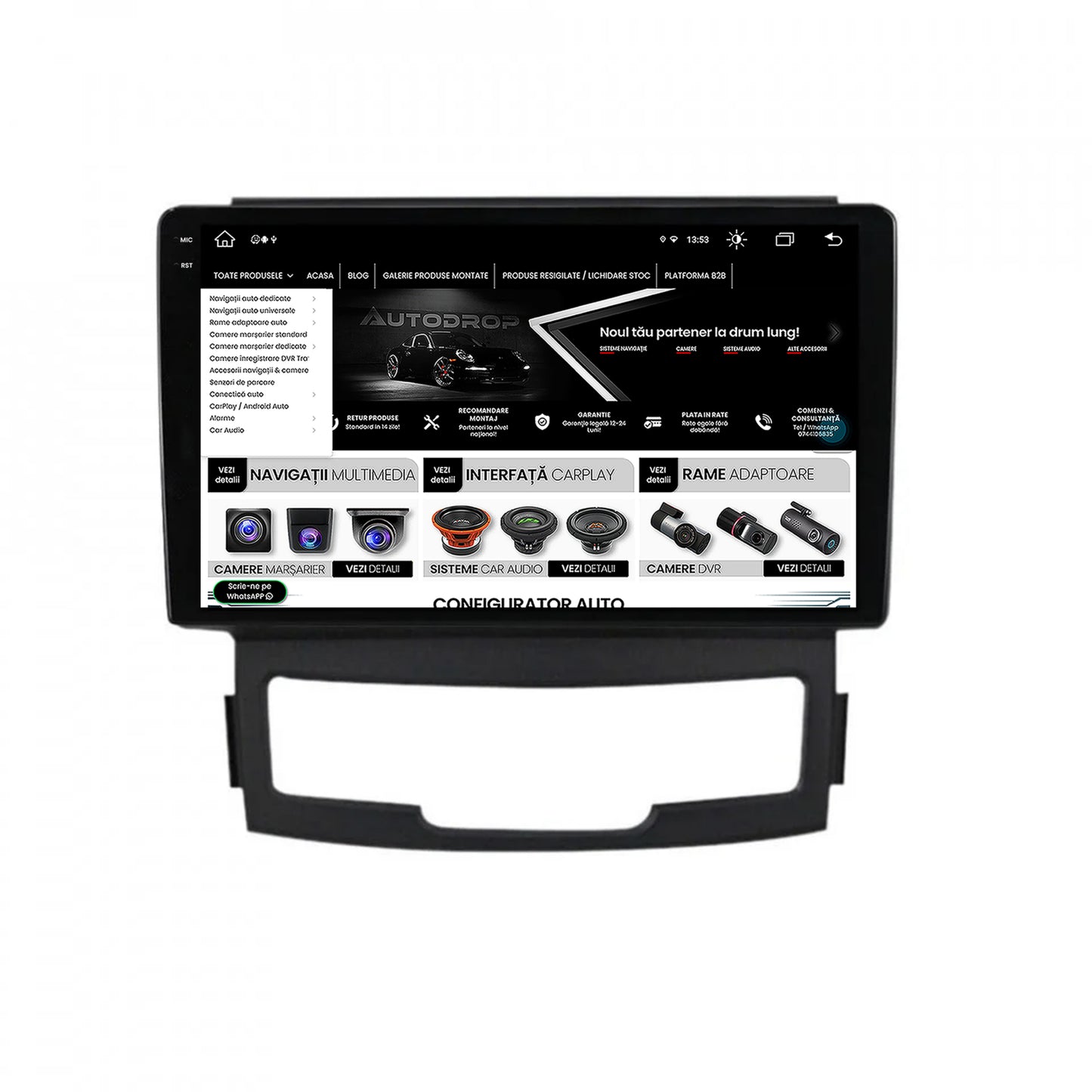 Navigatie Ssang Yong Korando (2010-2013), Android, V-Octacore / 4GB RAM + 64GB ROM, 9.5 Inch - AD-BGV9004+AD-BGRKIT432