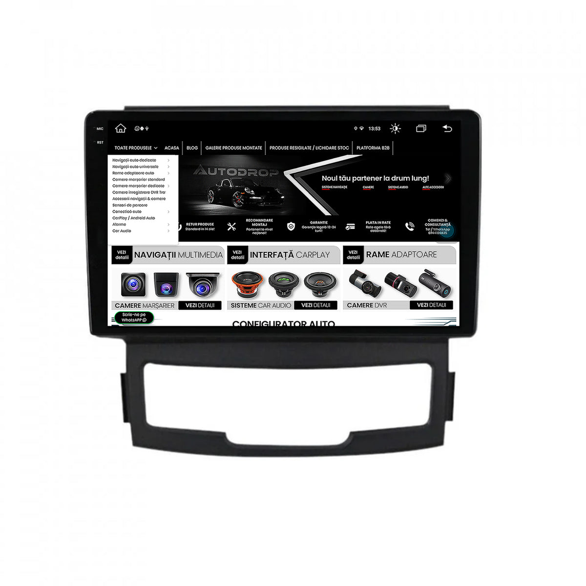 Navigatie Ssang Yong Korando (2010-2013), Android, X-Octacore / 8GB RAM + 256GB ROM, 9.5 Inch - AD-BGX9008+AD-BGRKIT432