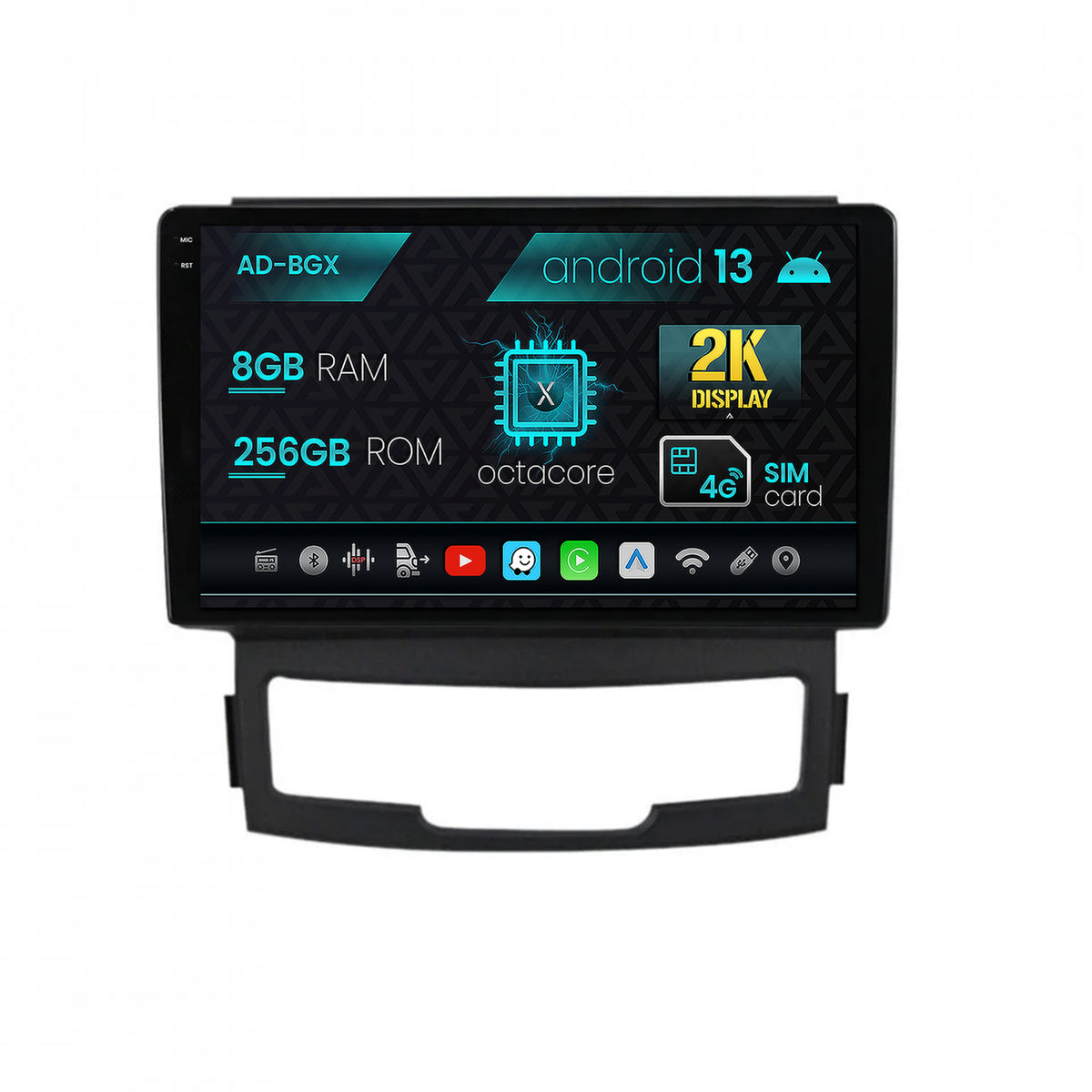 Navigatie Ssang Yong Korando (2010-2013), Android, X-Octacore / 8GB RAM + 256GB ROM, 9.5 Inch - AD-BGX9008+AD-BGRKIT432