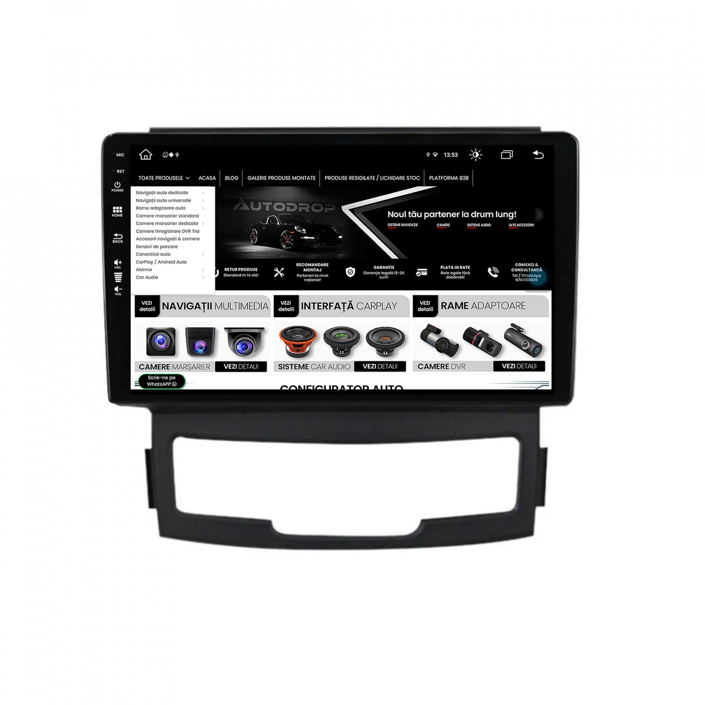 Navigatie Ssang Yong Korando (2010-2013), Android, Z-Octacore / 8GB RAM + 256GB ROM, 9 Inch - AD-BGZ9008+AD-BGRKIT432