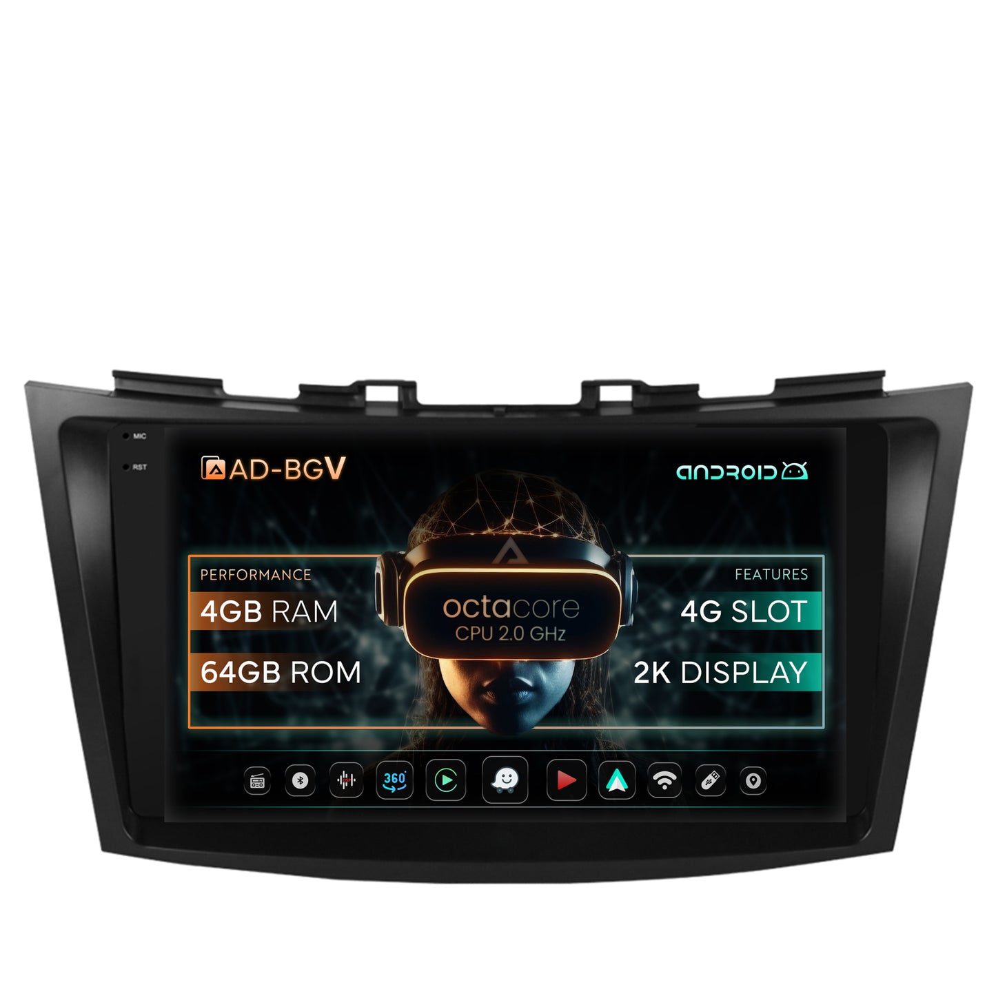Navigatie Suzuki Swift (2011-2017), Android, V-Octacore / 4GB RAM + 64GB ROM, 9.5 Inch - AD-BGV9004+AD-BGRKIT304