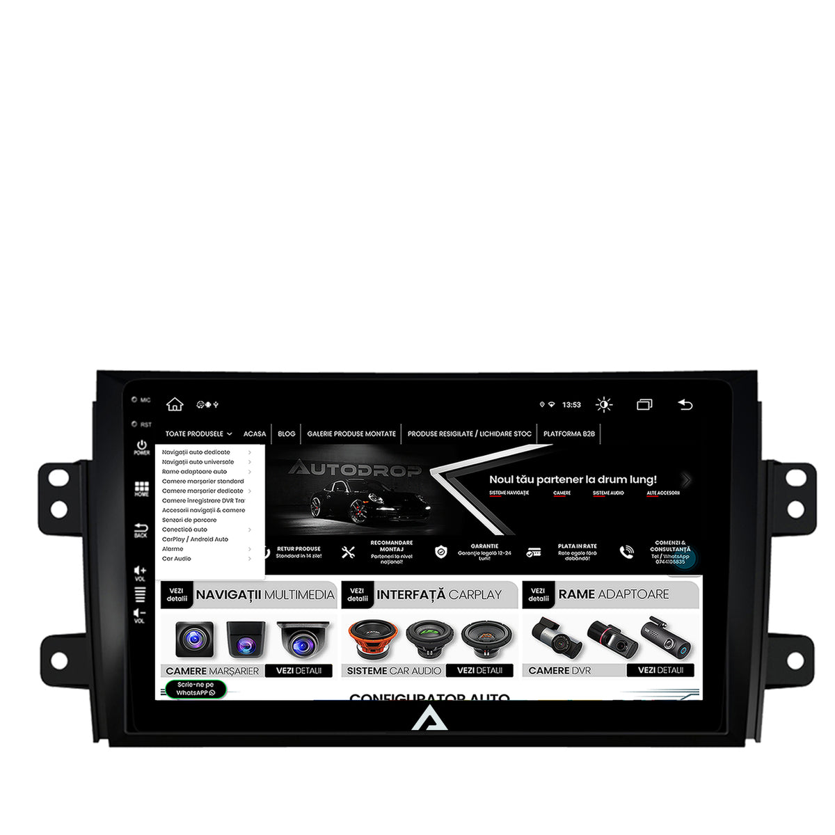 Navigatie Suzuki SX4 / Fiat Sedici, Android, Z-Octacore / 8GB RAM + 256GB ROM, 9 Inch - AD-BGZ9008+AD-BGRKIT307