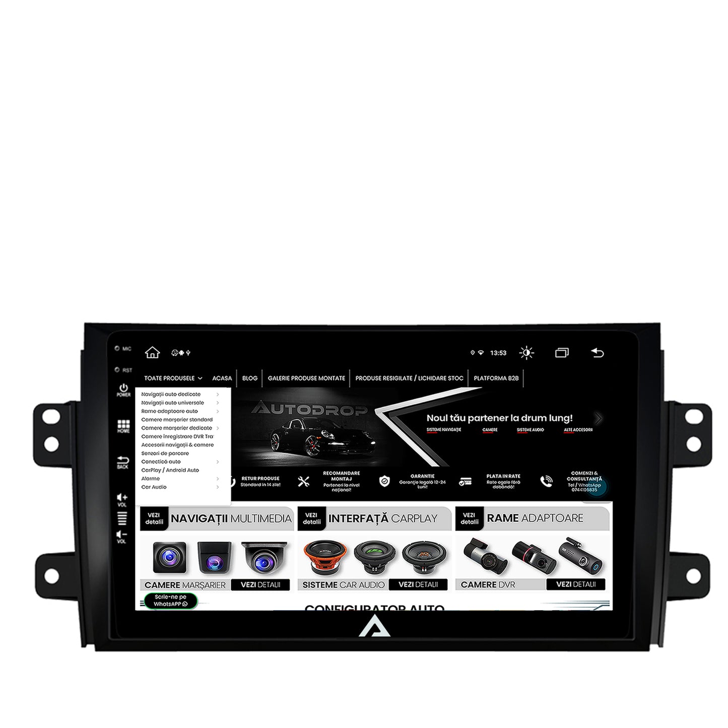 Navigatie Suzuki SX4 / Fiat Sedici, Android, Z-Octacore / 8GB RAM + 256GB ROM, 9 Inch - AD-BGZ9008+AD-BGRKIT307