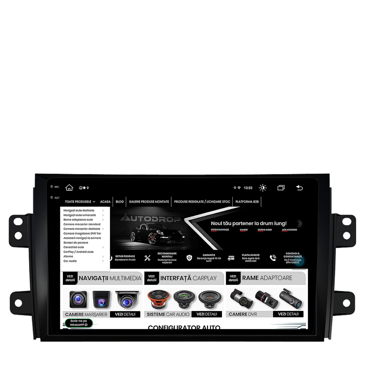 Navigatie Suzuki SX4 / Fiat Sedici, Android, V-Octacore / 4GB RAM + 64GB ROM, 9.5 Inch - AD-BGV9004+AD-BGRKIT307