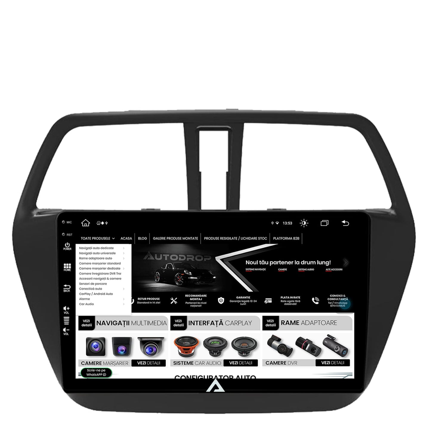 Navigatie Suzuki SX4 S-Cross (2014-2020), Android, Z-Octacore / 8GB RAM + 256GB ROM, 9 Inch - AD-BGZ9008+AD-BGRKIT305