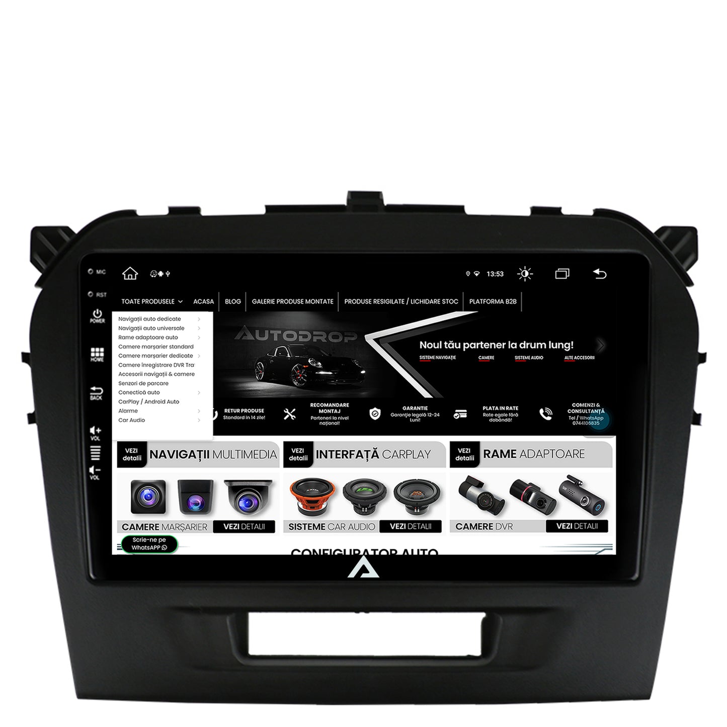 Navigatie Suzuki Vitara (2015+), Android, Z-Octacore / 8GB RAM + 256GB ROM, 9 Inch - AD-BGZ9008+AD-BGRKIT299