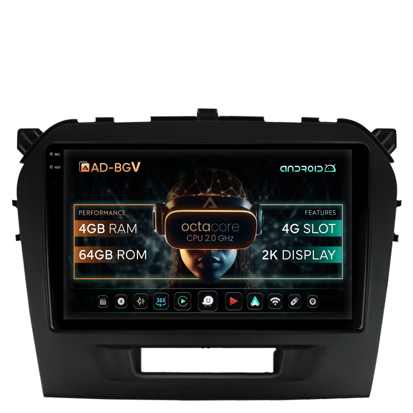 Navigatie Suzuki Vitara (2015+), Android, V-Octacore / 4GB RAM + 64GB ROM, 9.5 Inch - AD-BGV9004+AD-BGRKIT299