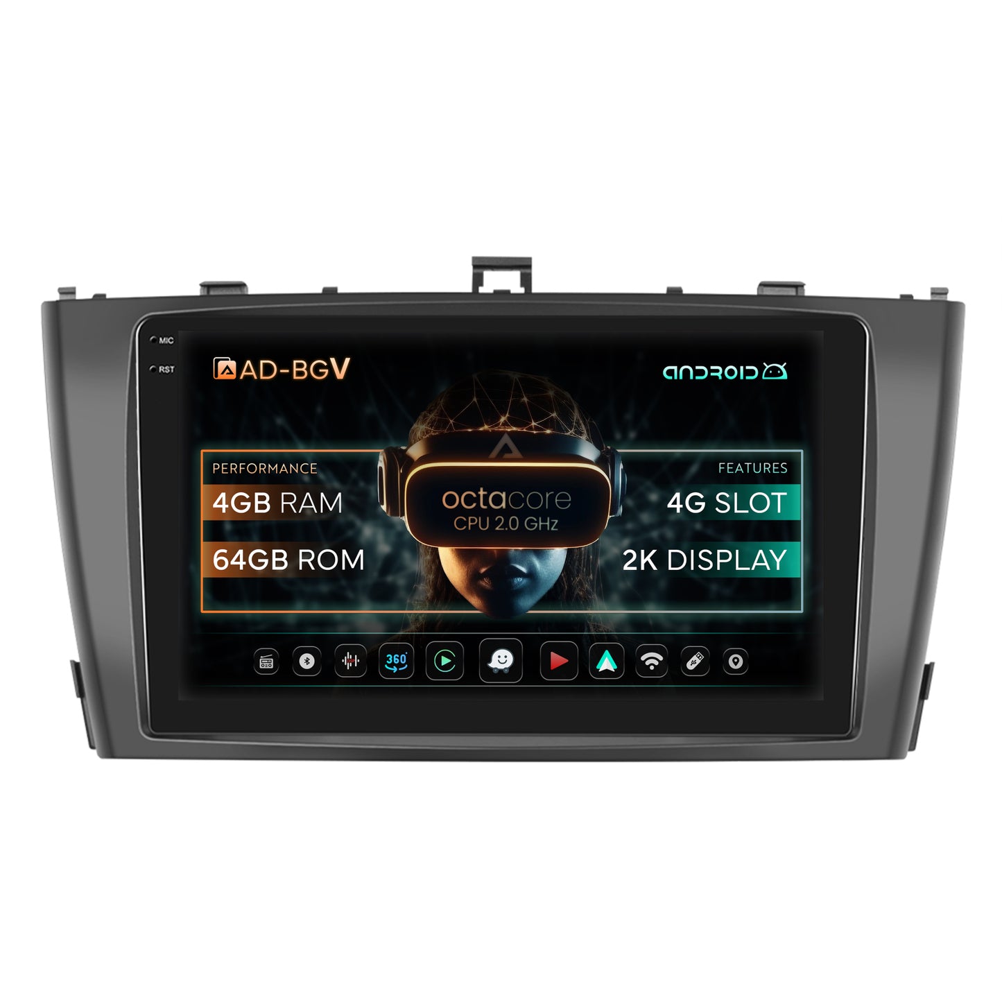 Navigatie Toyota Avensis (2009-2015), Android , V-Octacore / 4GB RAM + 64GB ROM, 9.5 Inch - AD-BGV9004+AD-BGRKIT093-B