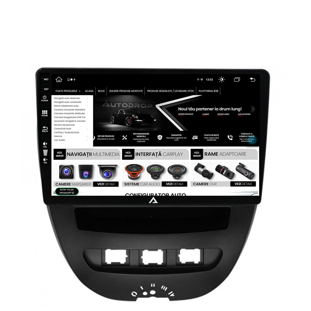 Navigatie Toyota AYGO / Citroen C1 (2005-2014), Android, Z-Octacore / 8GB RAM + 256GB ROM, 10.1 Inch - AD-BGZ9008+AD-BGRKIT099