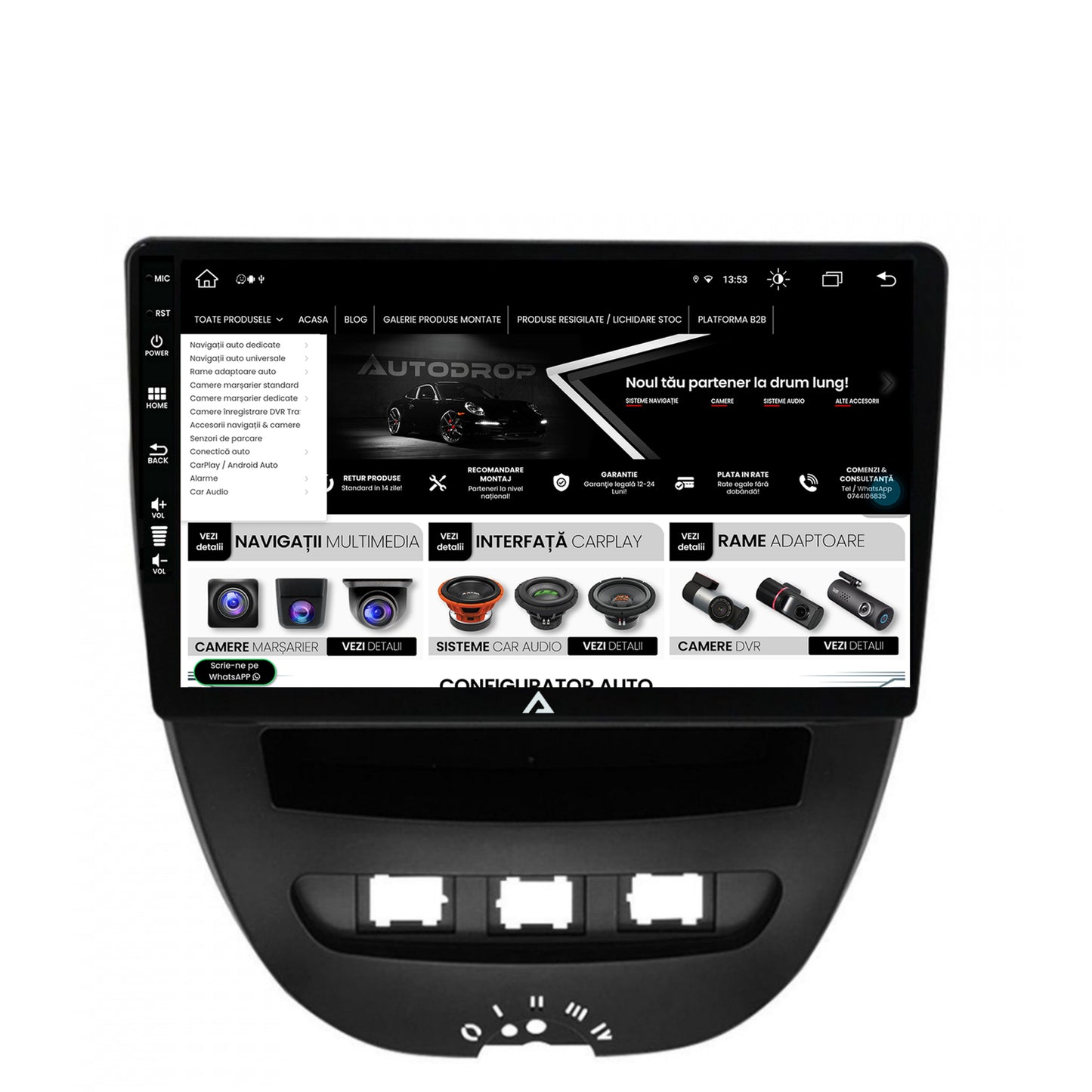 Navigatie Toyota AYGO / Citroen C1 (2005-2014), Android, Z-Octacore / 8GB RAM + 256GB ROM, 10.1 Inch - AD-BGZ9008+AD-BGRKIT099