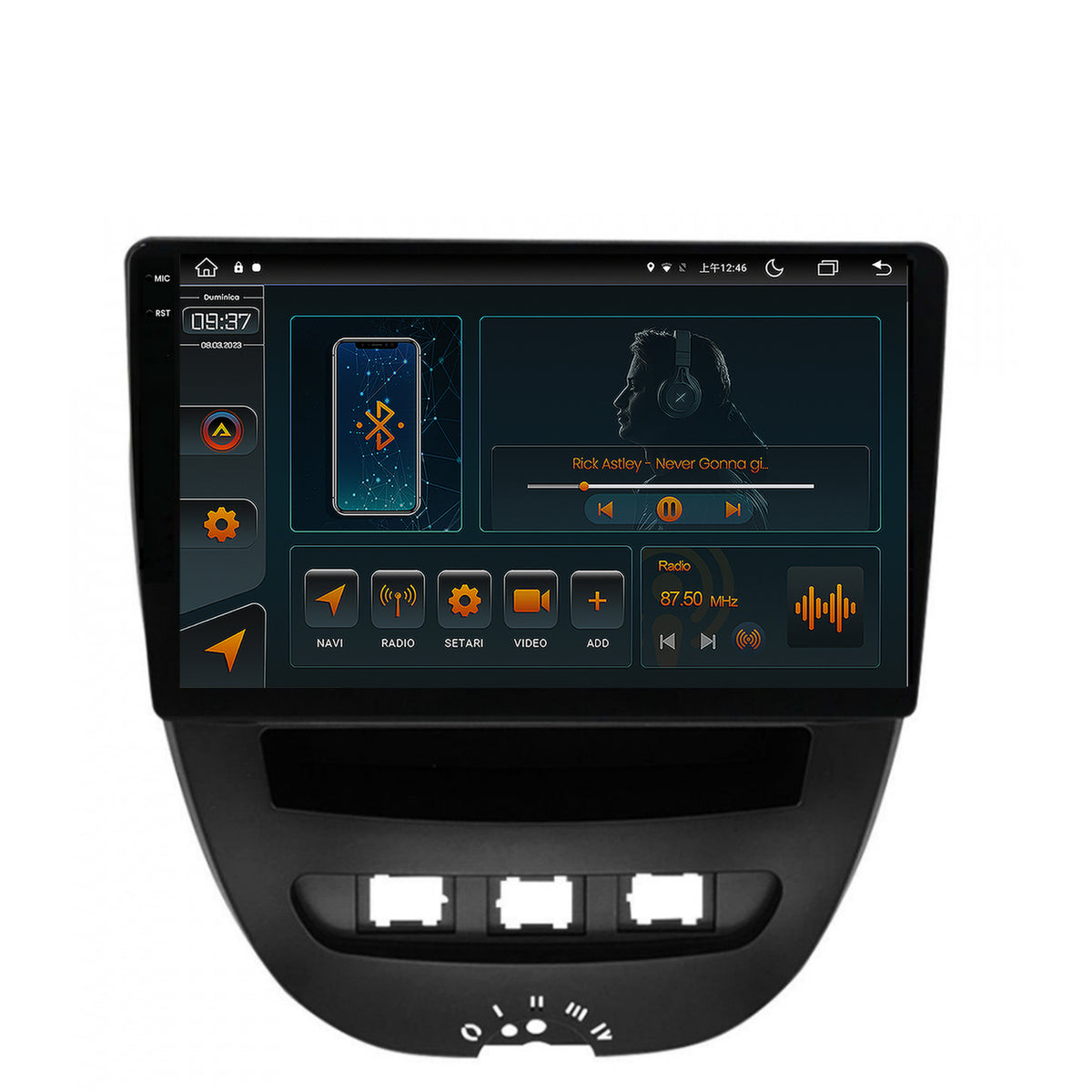 Navigatie Toyota AYGO / Citroen C1 (2005-2014), Android, V-Octacore / 4GB RAM + 64GB ROM, 10.36 Inch - AD-BGV9004+AD-BGRKIT099