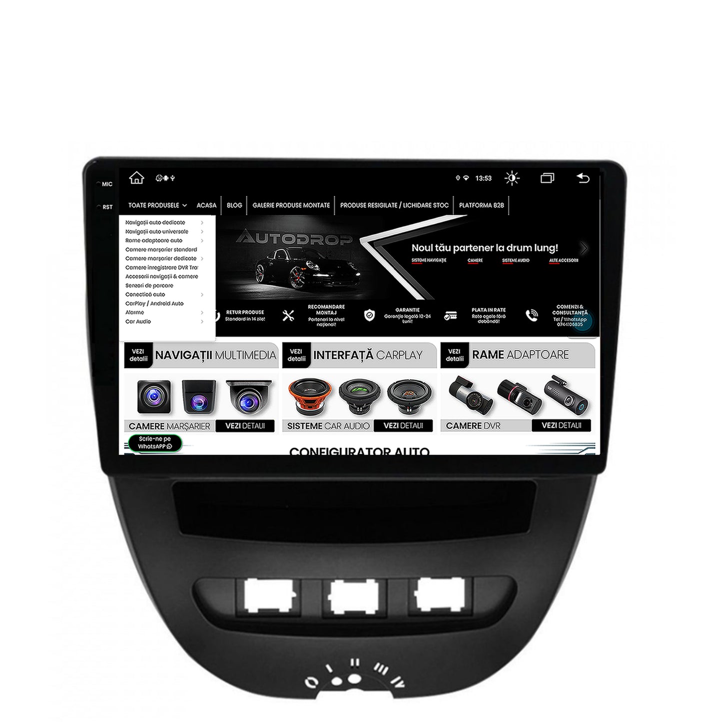 Navigatie Toyota AYGO / Citroen C1 (2005-2014), Android, X-Octacore / 8GB RAM + 256GB ROM, 10.36 Inch - AD-BGX9008+AD-BGRKIT099