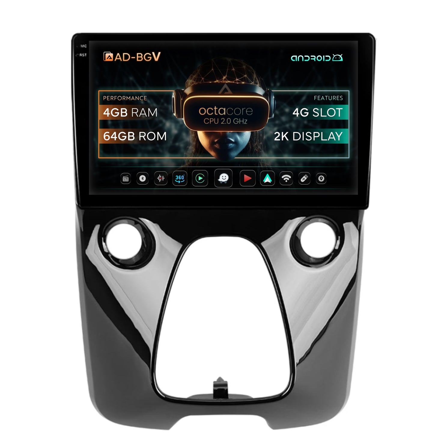 Navigatie Toyota AYGO (2014-2022), Android , V-Octacore / 4GB RAM + 64GB ROM, 9.5 Inch - AD-BGV9004+AD-BGRKIT088