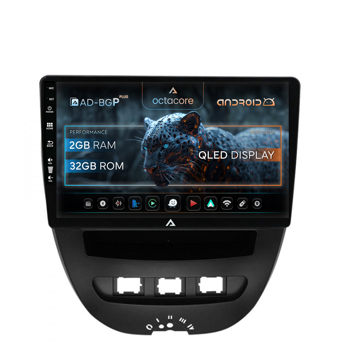 Navigatie Toyota AYGO / Citroen C1 (2005-2014), Android, P-Octacore / 2GB RAM + 32GB ROM, 10.1 Inch - AD-BGP9002+AD-BGRKIT099