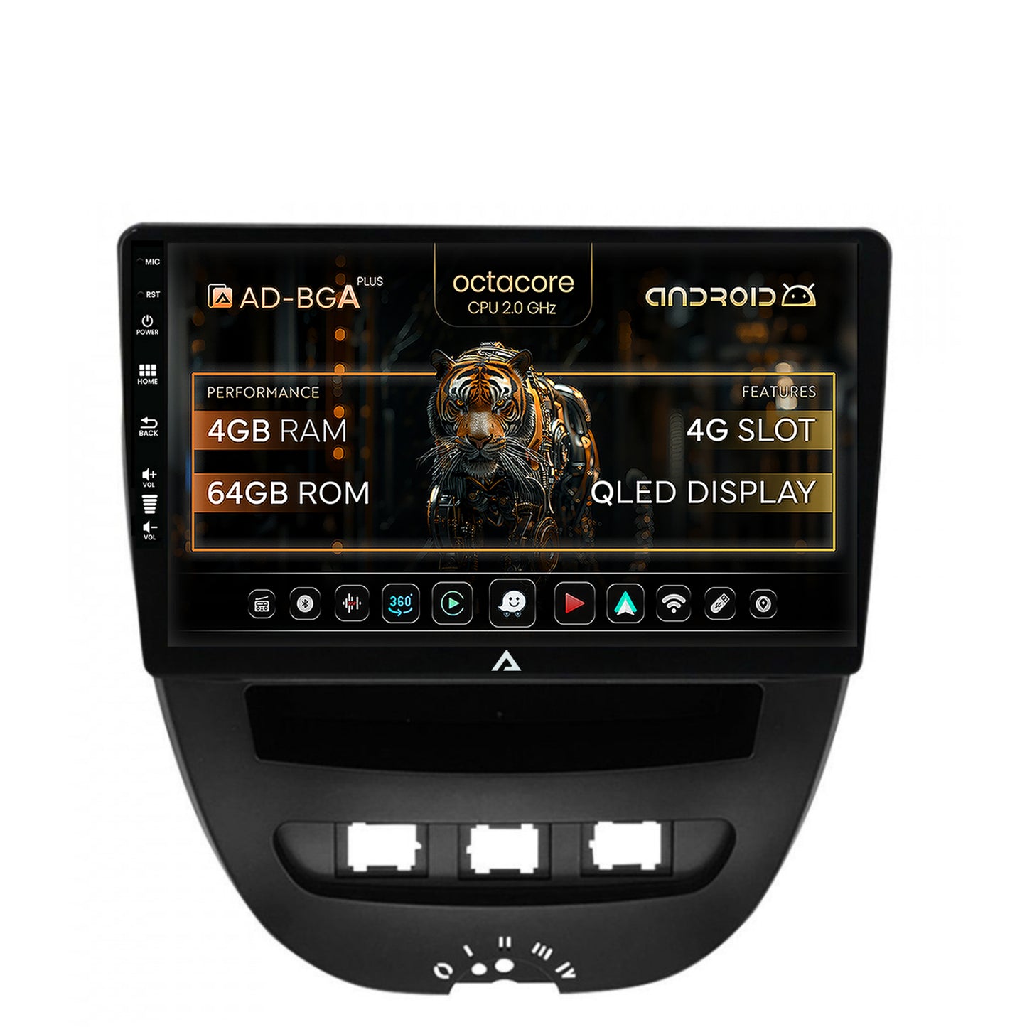 Navigatie Toyota AYGO / Citroen C1 (2005-2014), Android, A-Octacore / 4GB RAM + 64GB ROM, 10.1 Inch - AD-BGA9004+AD-BGRKIT099