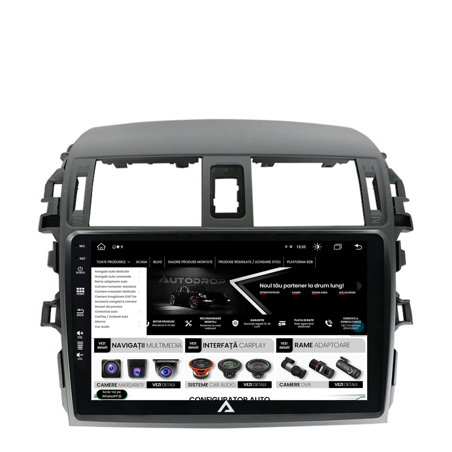 Navigatie Toyota Corolla (2007-2013), Android, Z-Octacore / 8GB RAM + 256GB ROM, 9 Inch - AD-BGZ9008+AD-BGRKIT067