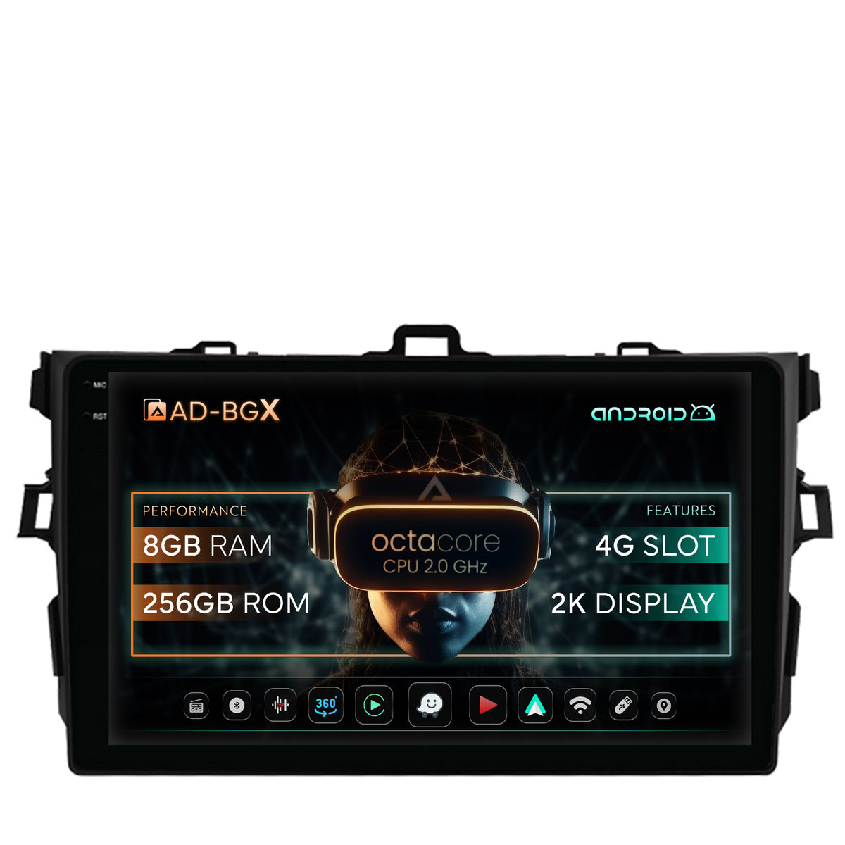 Navigatie Toyota Corolla (2007-2013), Android, X-Octacore / 8GB RAM + 256GB ROM, 9.5 Inch - AD-BGX9008+AD-BGRKIT091