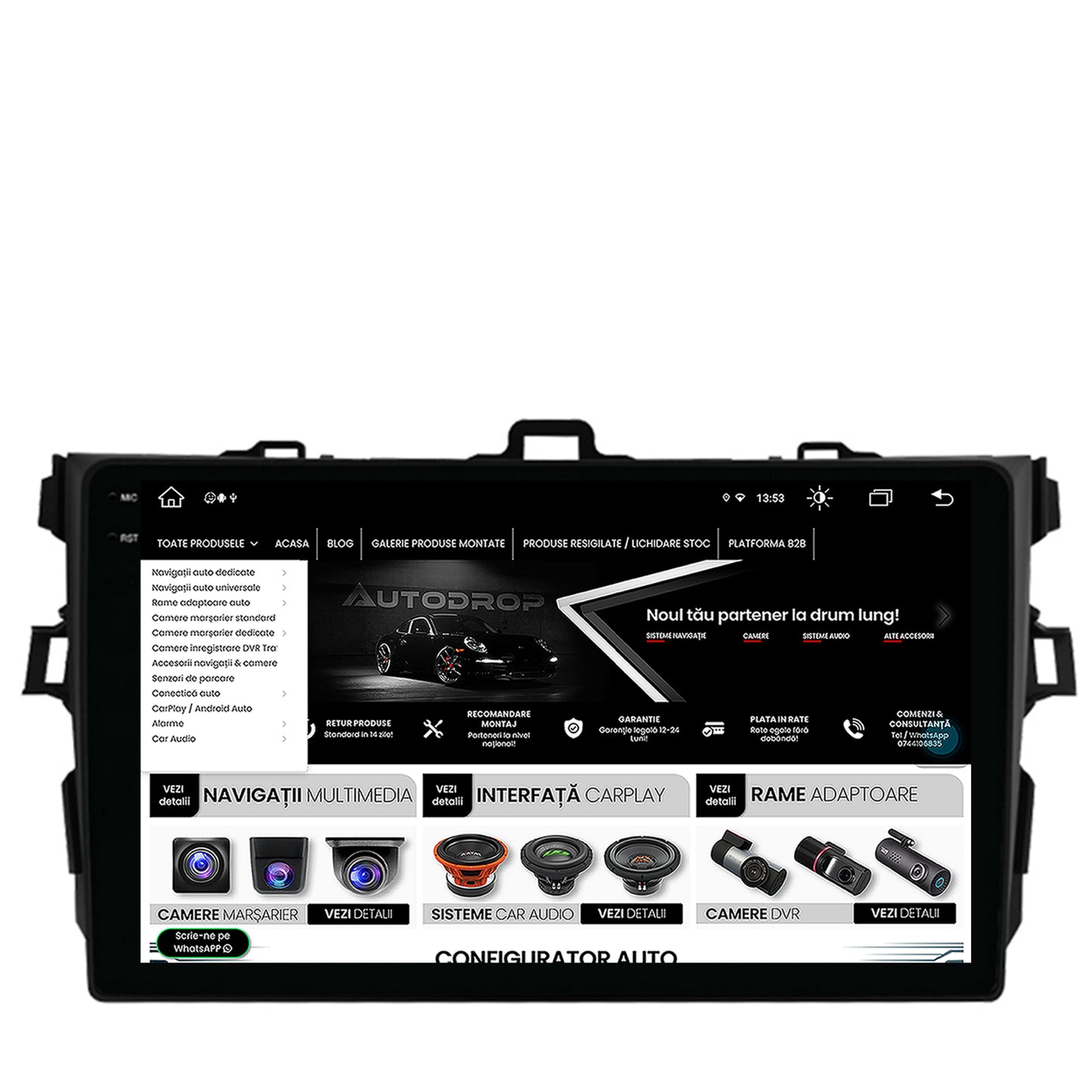 Navigatie Toyota Corolla (2007-2013), Android, X-Octacore / 8GB RAM + 256GB ROM, 9.5 Inch - AD-BGX9008+AD-BGRKIT091