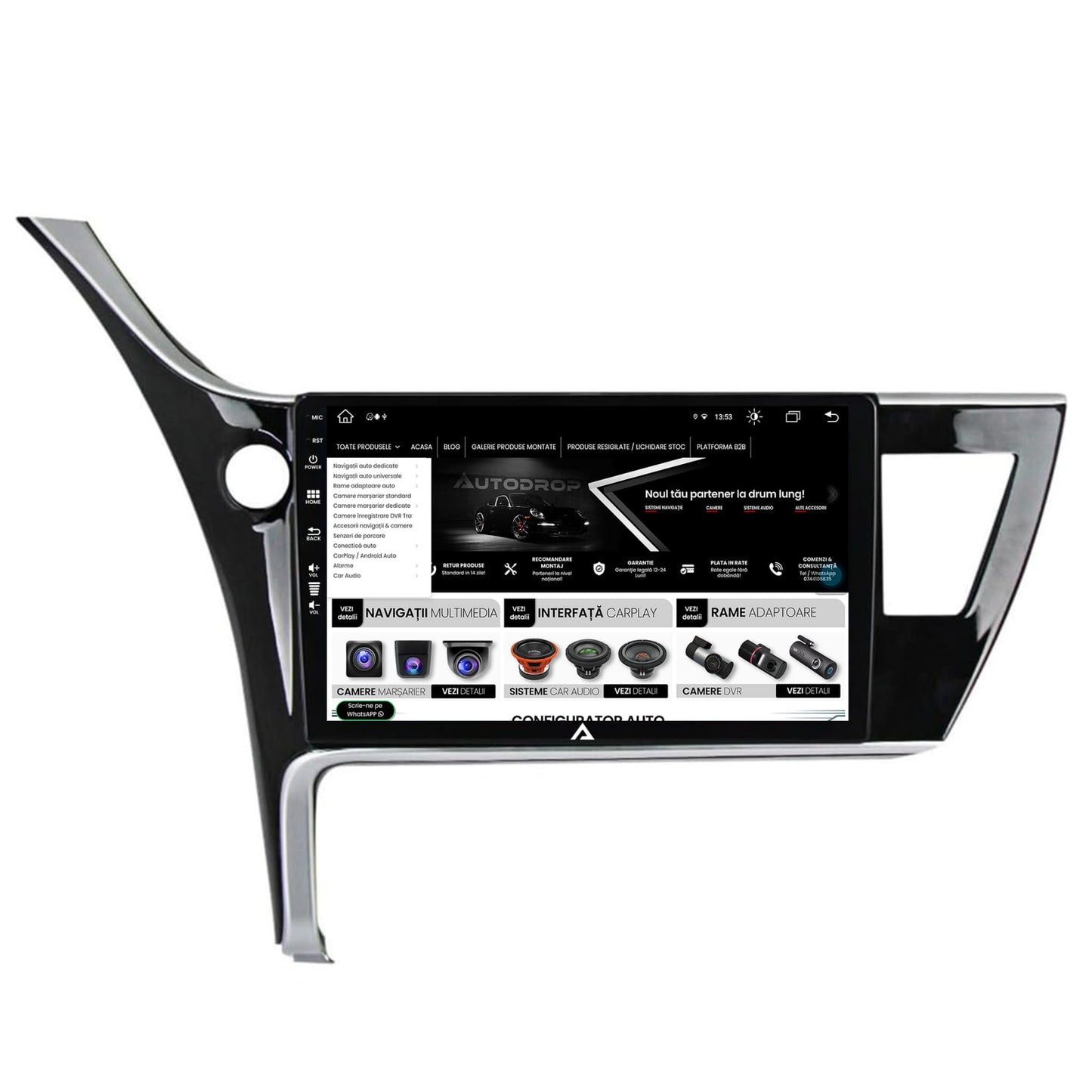 Navigatie Toyota Corolla / Auris (2017-2020), Android, Z-Octacore / 8GB RAM + 256GB ROM, 10.1 Inch - AD-BGZ10008+AD-BGRKIT079