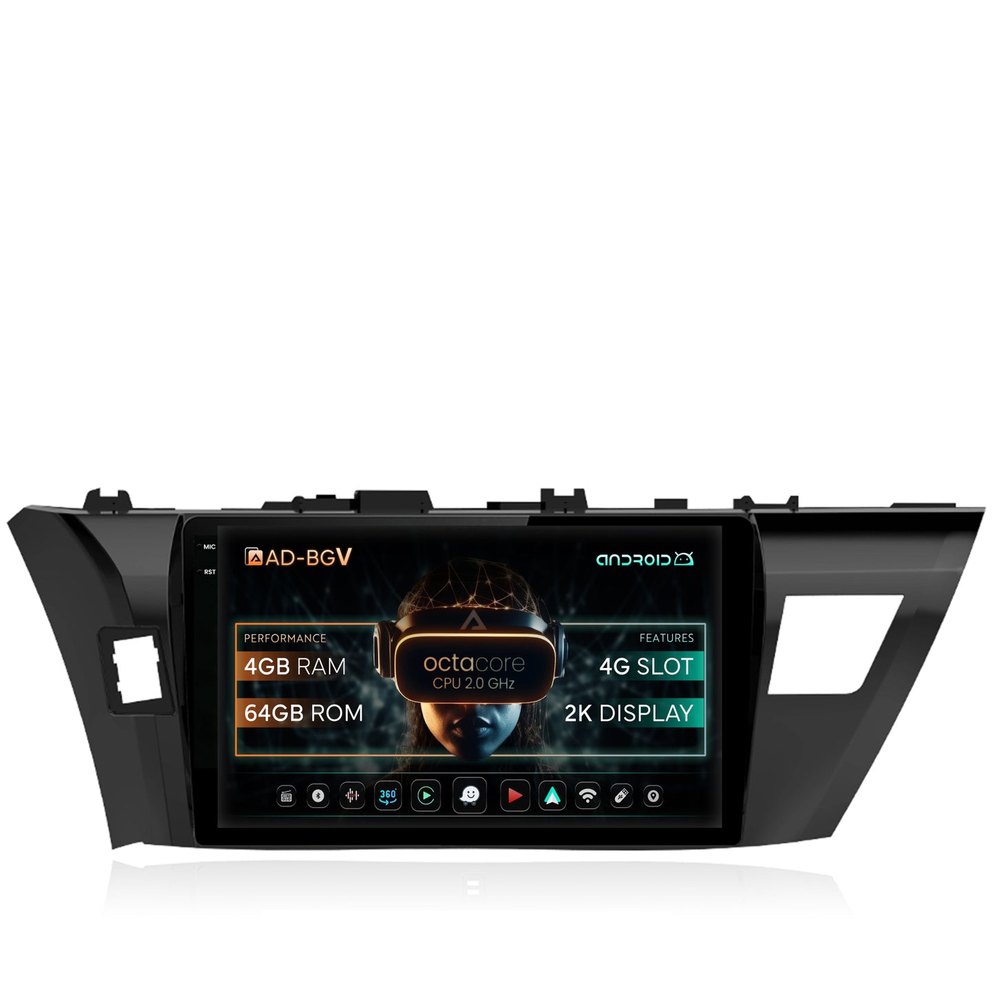 Navigatie Toyota Corolla (2012-2016), Android, V-Octacore / 4GB RAM + 64GB ROM, 10.36 Inch - AD-BGV10004+AD-BGRKIT058