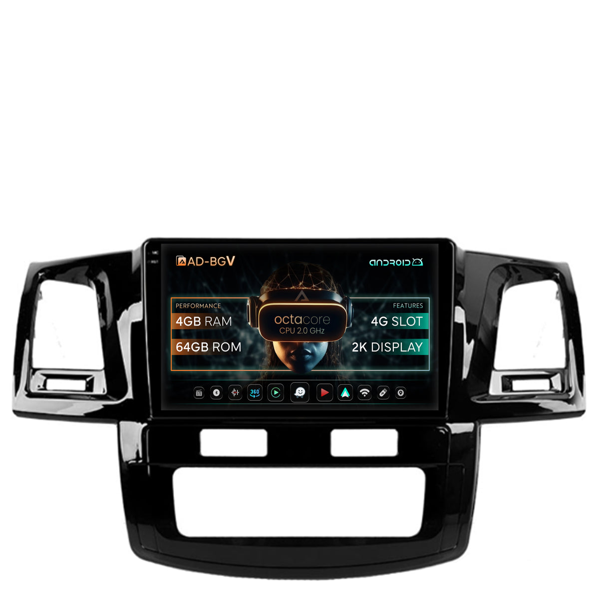 Navigatie Toyota Hilux (2008-2014), Android, V-Octacore / 4GB RAM + 64GB ROM, 9.5 Inch - AD-BGV9004+AD-BGRKIT081