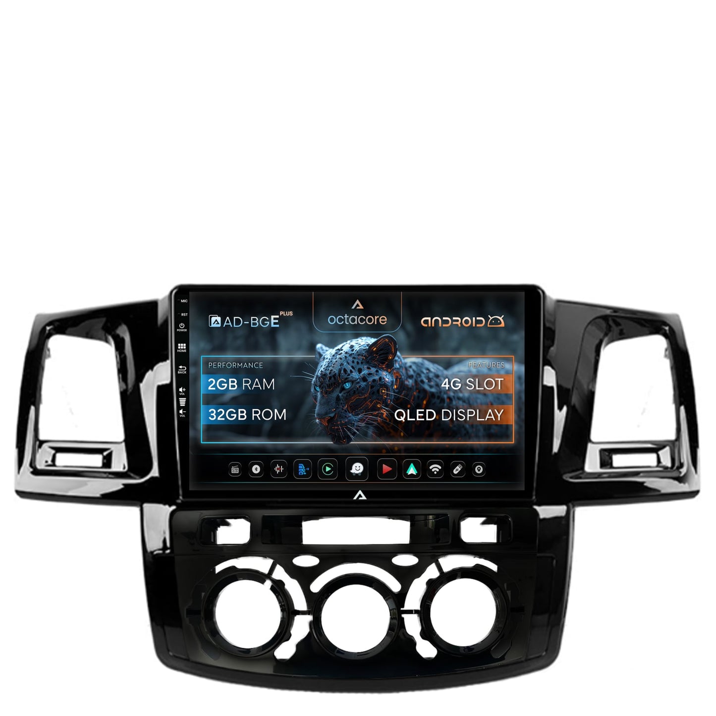 Navigatie Toyota Hilux (2008-2014) Clima Manuala, Android, E-Octacore / 2GB RAM + 32GB ROM, 9 Inch - AD-BGE9002+AD-BGRKIT082