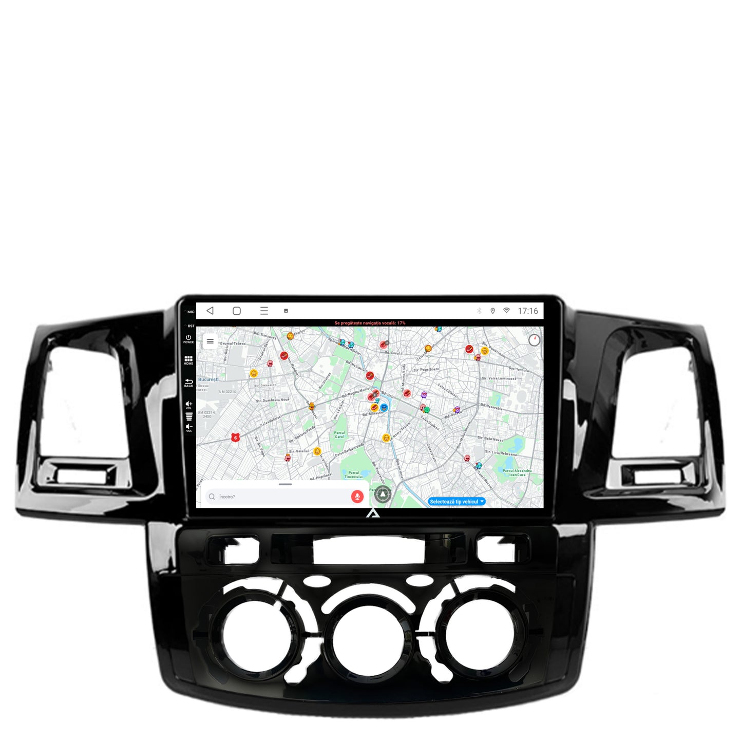 Navigatie Toyota Hilux (2008-2014) Clima Manuala, Android, P-Octacore / 2GB RAM + 32GB ROM, 9 Inch - AD-BGP9002+AD-BGRKIT082