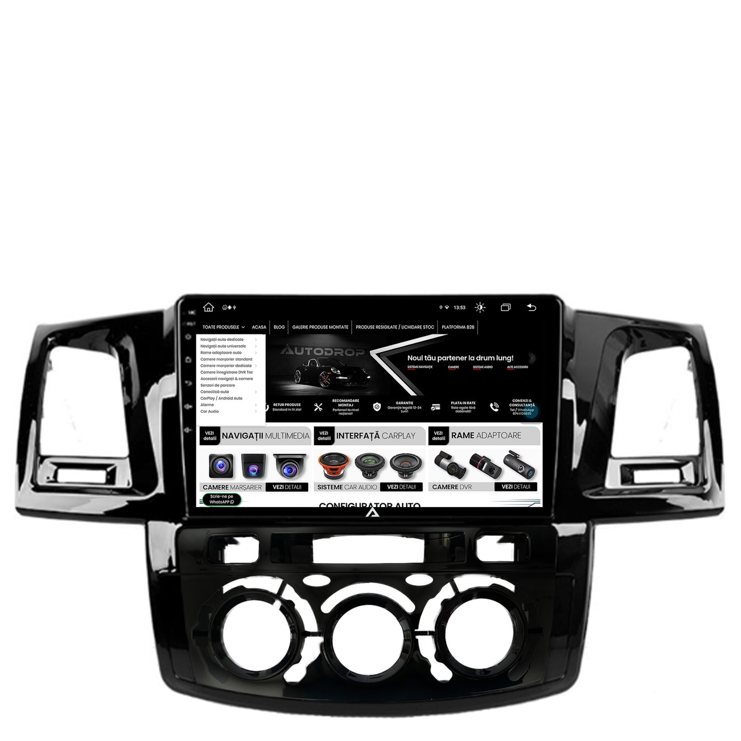 Navigatie Toyota Hilux (2008-2014) Clima Manuala, Android, Z-Octacore / 8GB RAM + 256GB ROM, 9 Inch - AD-BGZ9008+AD-BGRKIT082