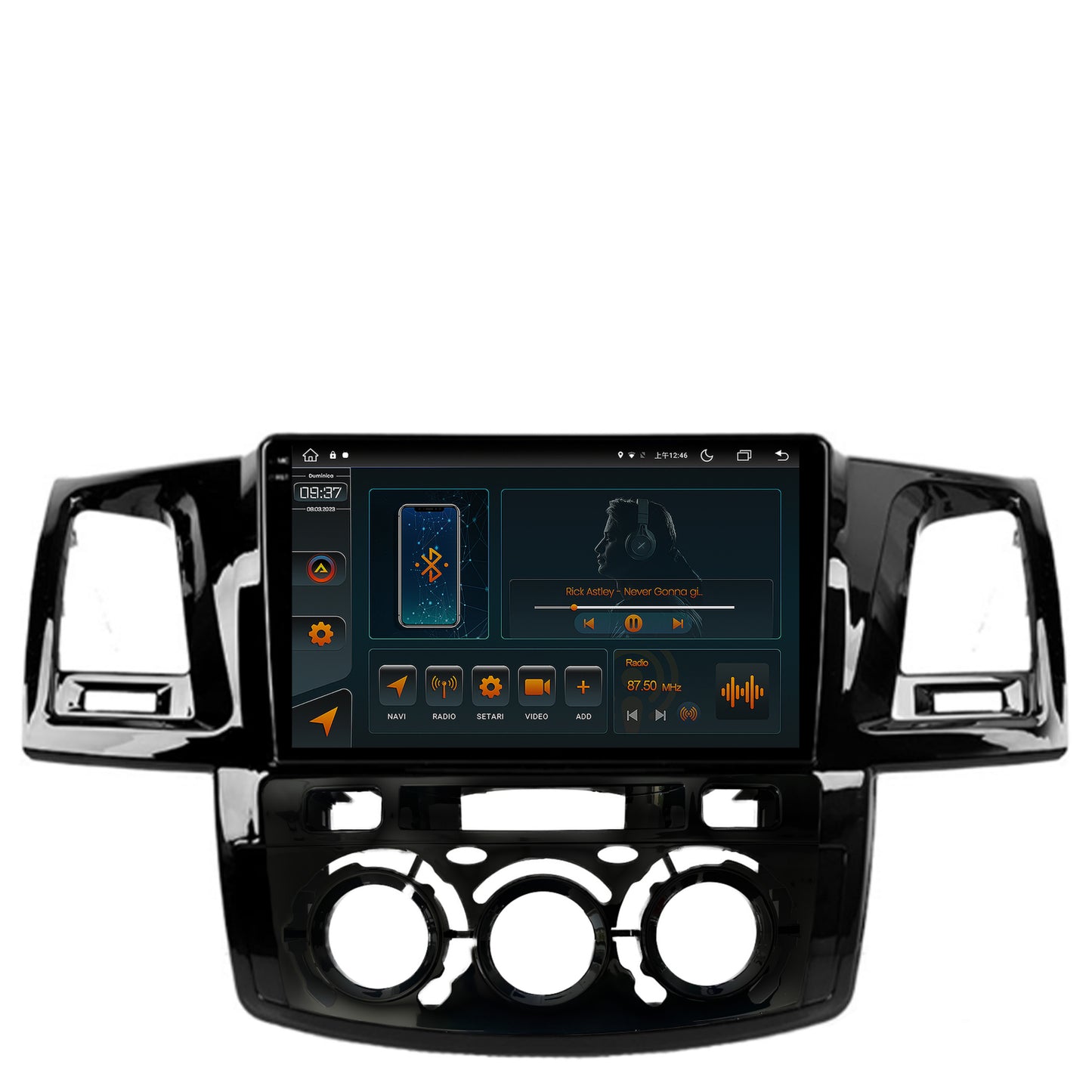 Navigatie Toyota Hilux (2008-2014) Clima Manuala, Android, V-Octacore / 4GB RAM + 64GB ROM, 9.5 Inch - AD-BGV9004+AD-BGRKIT082