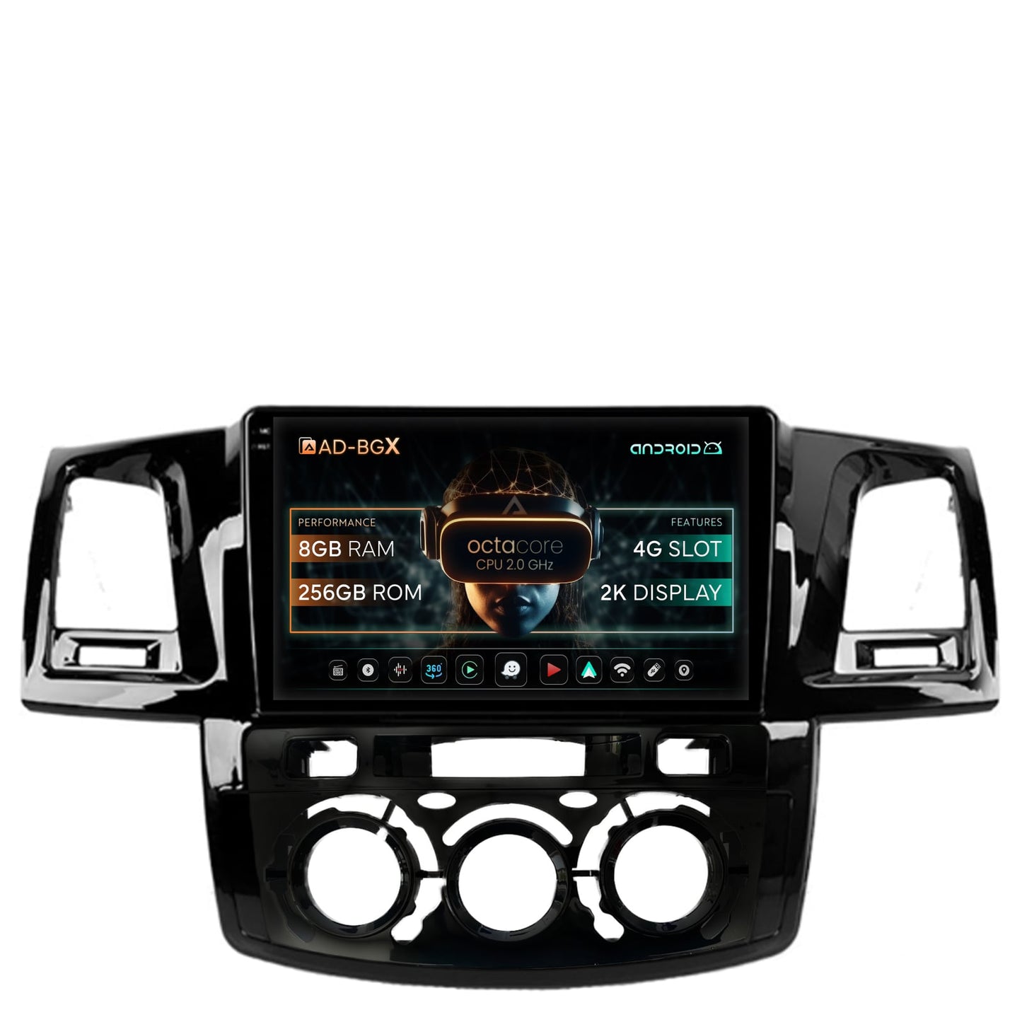 Navigatie Toyota Hilux (2008-2014) Clima Manuala, Android, X-Octacore / 8GB RAM + 256GB ROM, 9.5 Inch - AD-BGX9008+AD-BGRKIT082