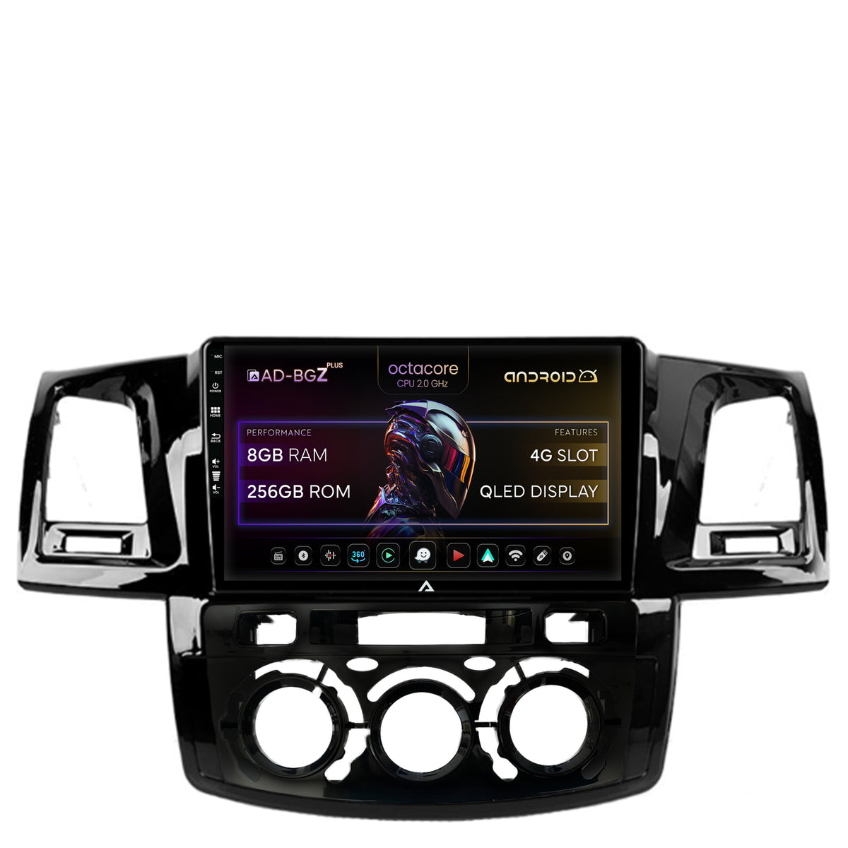 Navigatie Toyota Hilux (2008-2014) Clima Manuala, Android, Z-Octacore / 8GB RAM + 256GB ROM, 9 Inch - AD-BGZ9008+AD-BGRKIT082