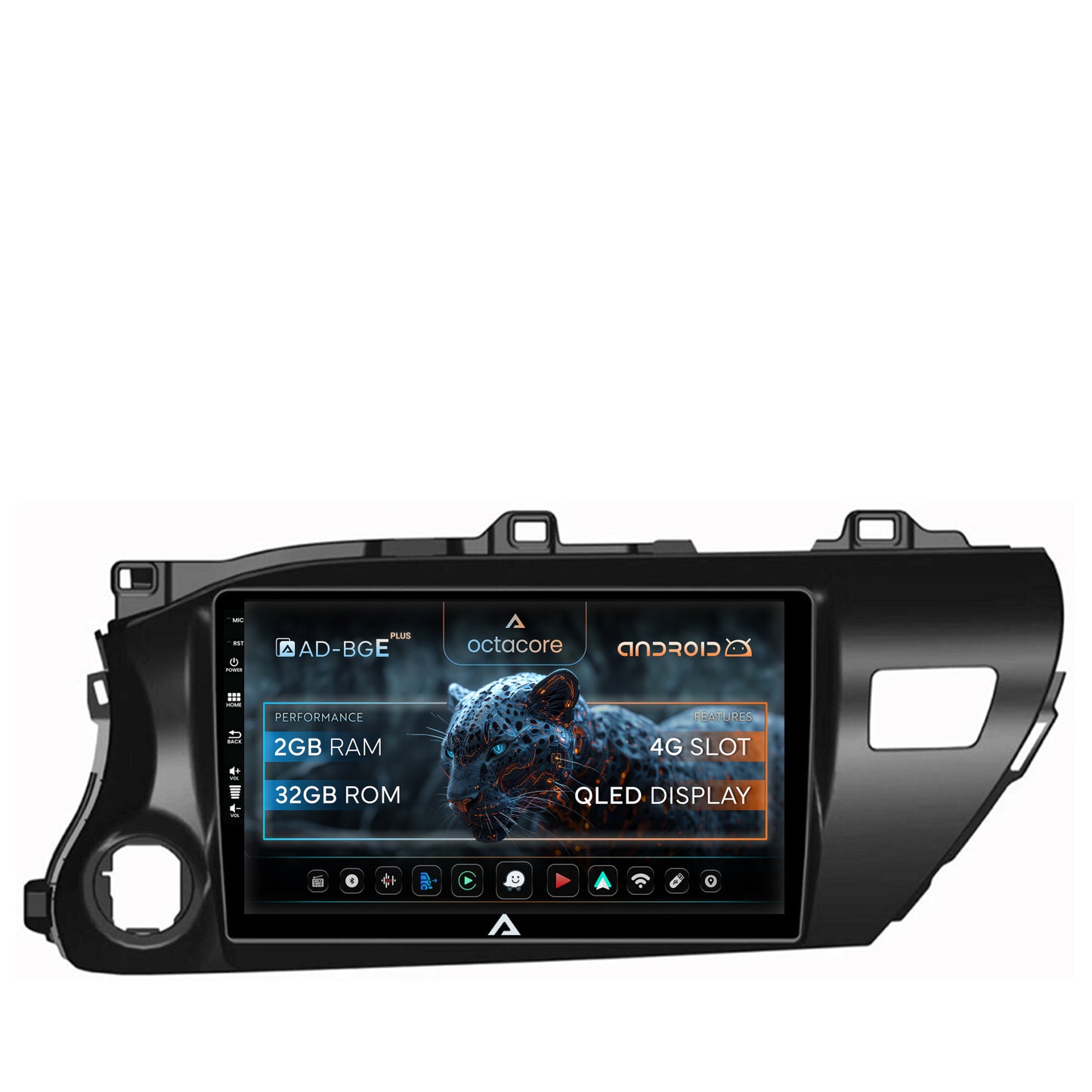 Navigatie Toyota Hilux (2015+), Android, E-Octacore / 2GB RAM + 32GB ROM, 10.1 Inch - AD-BGE10002+AD-BGRKIT086