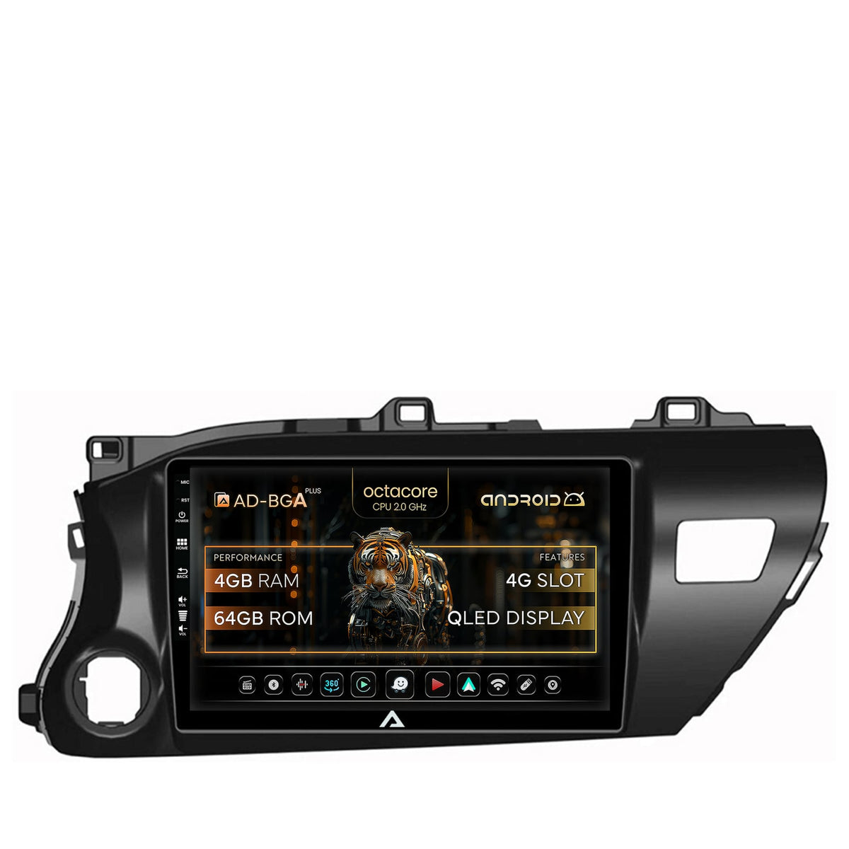 Navigatie Toyota Hilux (2015+), Android, A-Octacore / 4GB RAM + 64GB ROM, 10.1 Inch - AD-BGA10004+AD-BGRKIT086