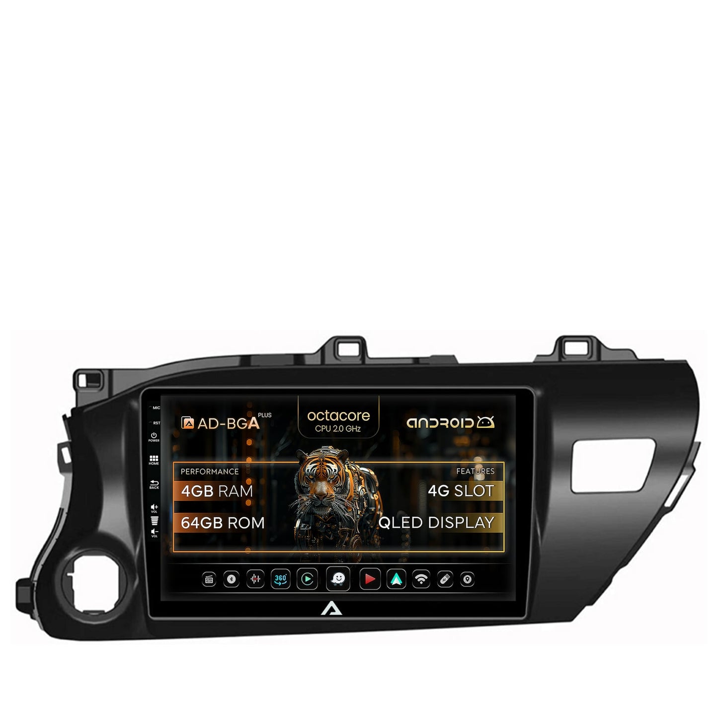 Navigatie Toyota Hilux (2015+), Android, A-Octacore / 4GB RAM + 64GB ROM, 10.1 Inch - AD-BGA10004+AD-BGRKIT086