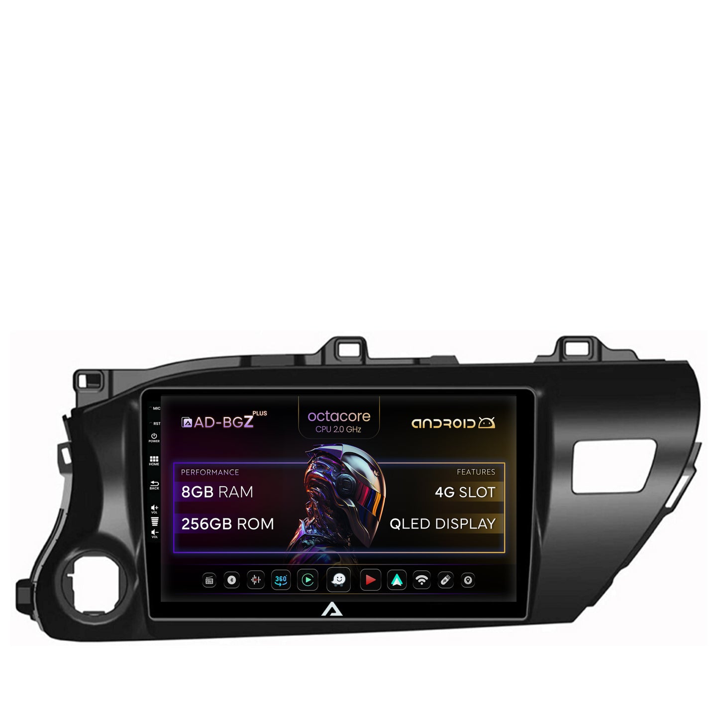 Navigatie Toyota Hilux (2015+), Android, Z-Octacore / 8GB RAM + 256GB ROM, 9 Inch - AD-BGZ10008+AD-BGRKIT086