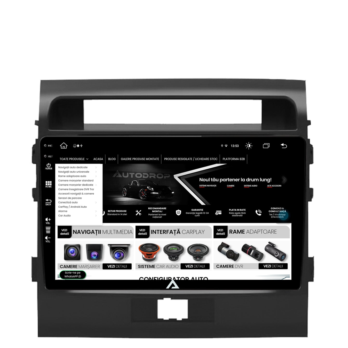 Navigatie Toyota Land Cruiser 200 (2007-2015), Android, Z-Octacore / 8GB RAM + 256GB ROM, 9 Inch - AD-BGZ9008+AD-BGRKIT075
