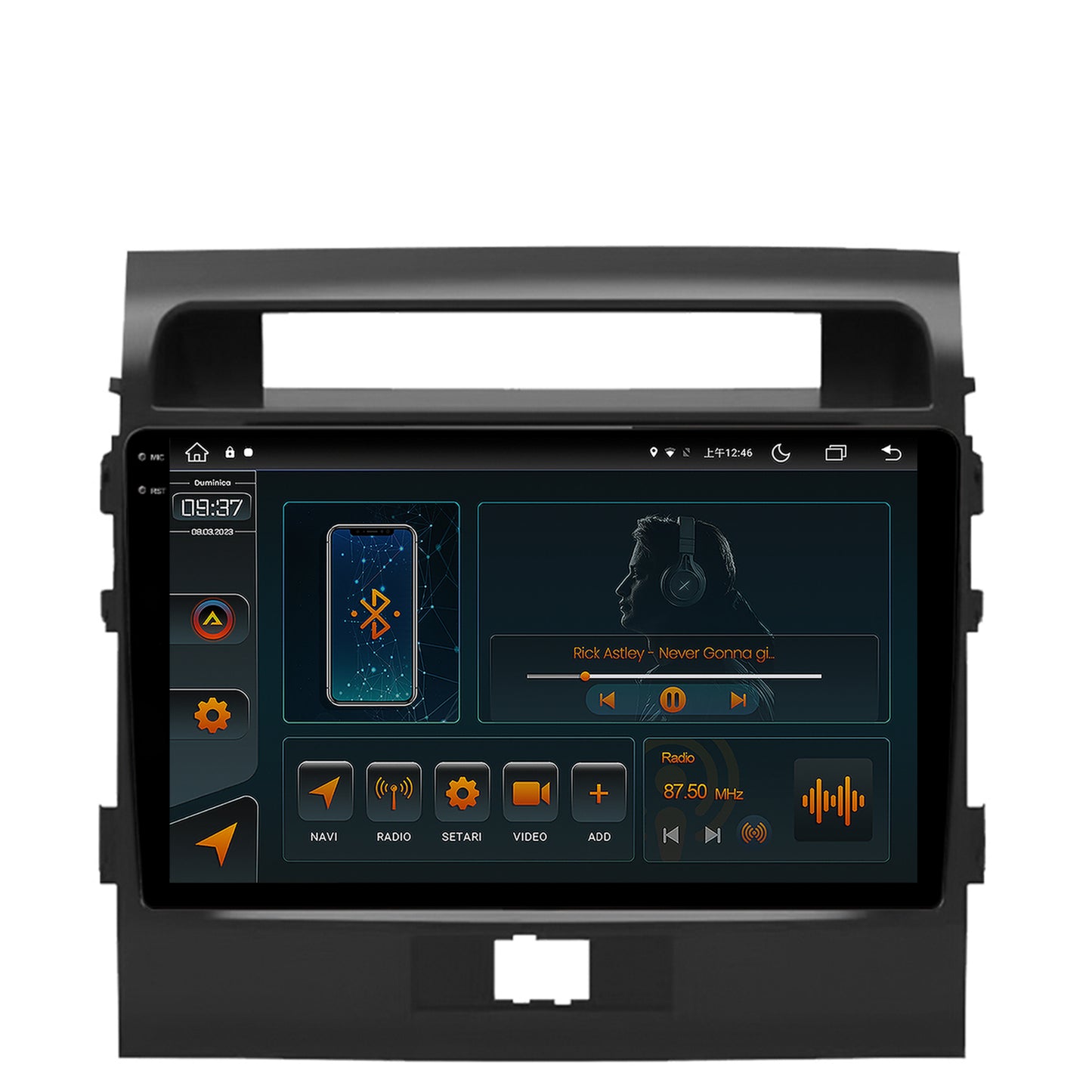 Navigatie Toyota Land Cruiser 200 (2007-2015), Android, V-Octacore / 4GB RAM + 64GB ROM, 9.5 Inch - AD-BGV9004+AD-BGRKIT075
