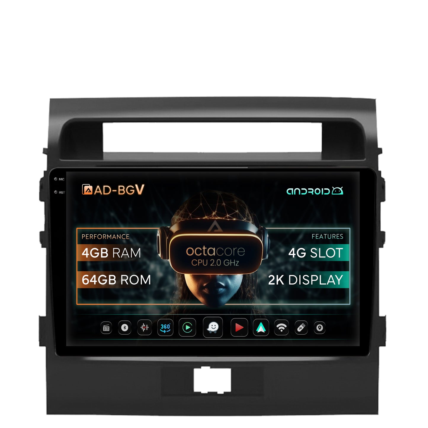 Navigatie Toyota Land Cruiser 200 (2007-2015), Android, V-Octacore / 4GB RAM + 64GB ROM, 9.5 Inch - AD-BGV9004+AD-BGRKIT075