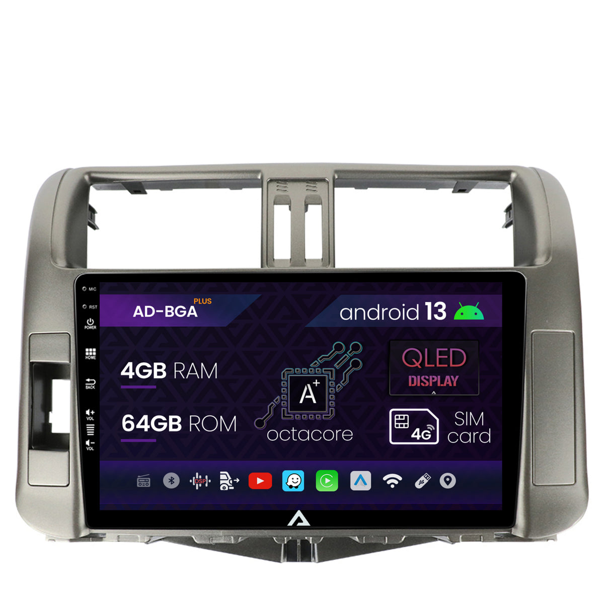 Navigatie Toyota Land Cruiser Prado J150 (2009-2013), Android, A-Octacore / 4GB RAM + 64GB ROM, 9 Inch - AD-BGA9004+AD-BGRKIT070