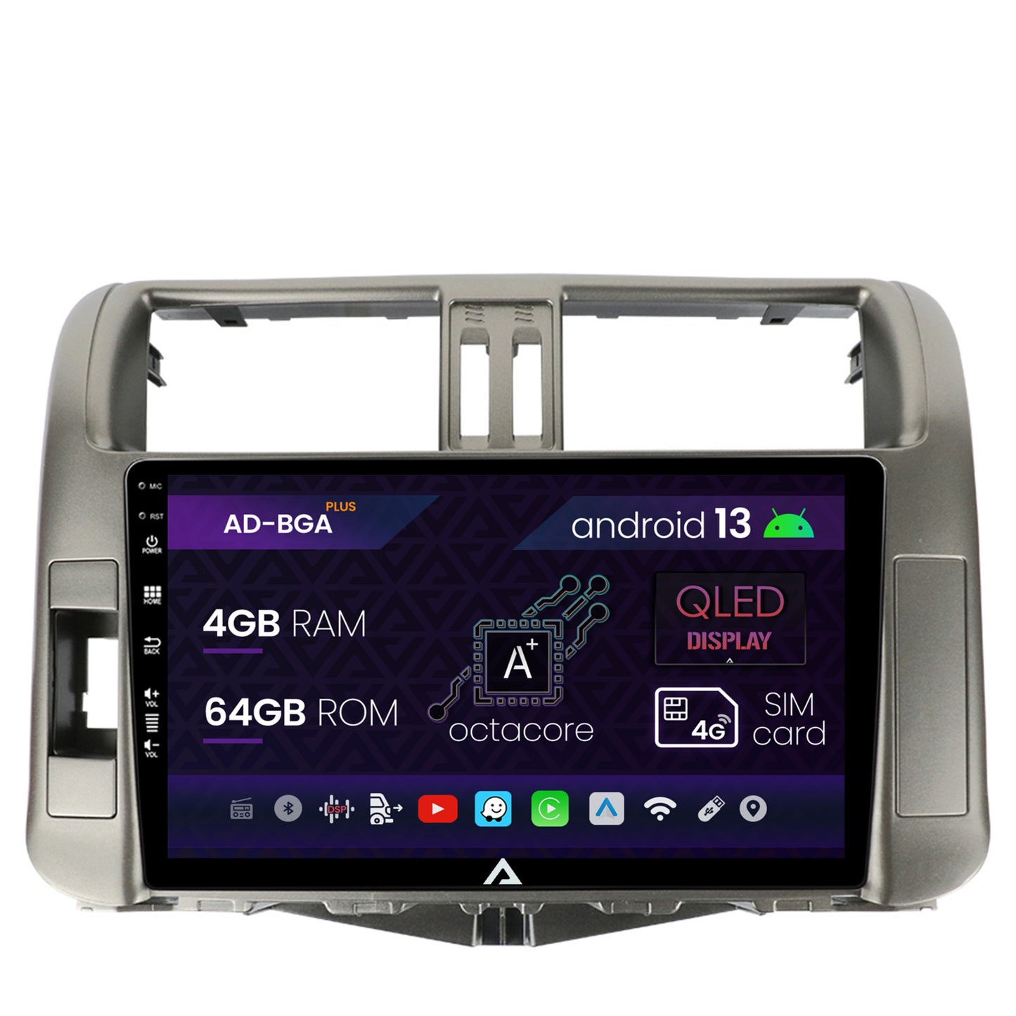 Navigatie Toyota Land Cruiser Prado J150 (2009-2013), Android, A-Octacore / 4GB RAM + 64GB ROM, 9 Inch - AD-BGA9004+AD-BGRKIT070