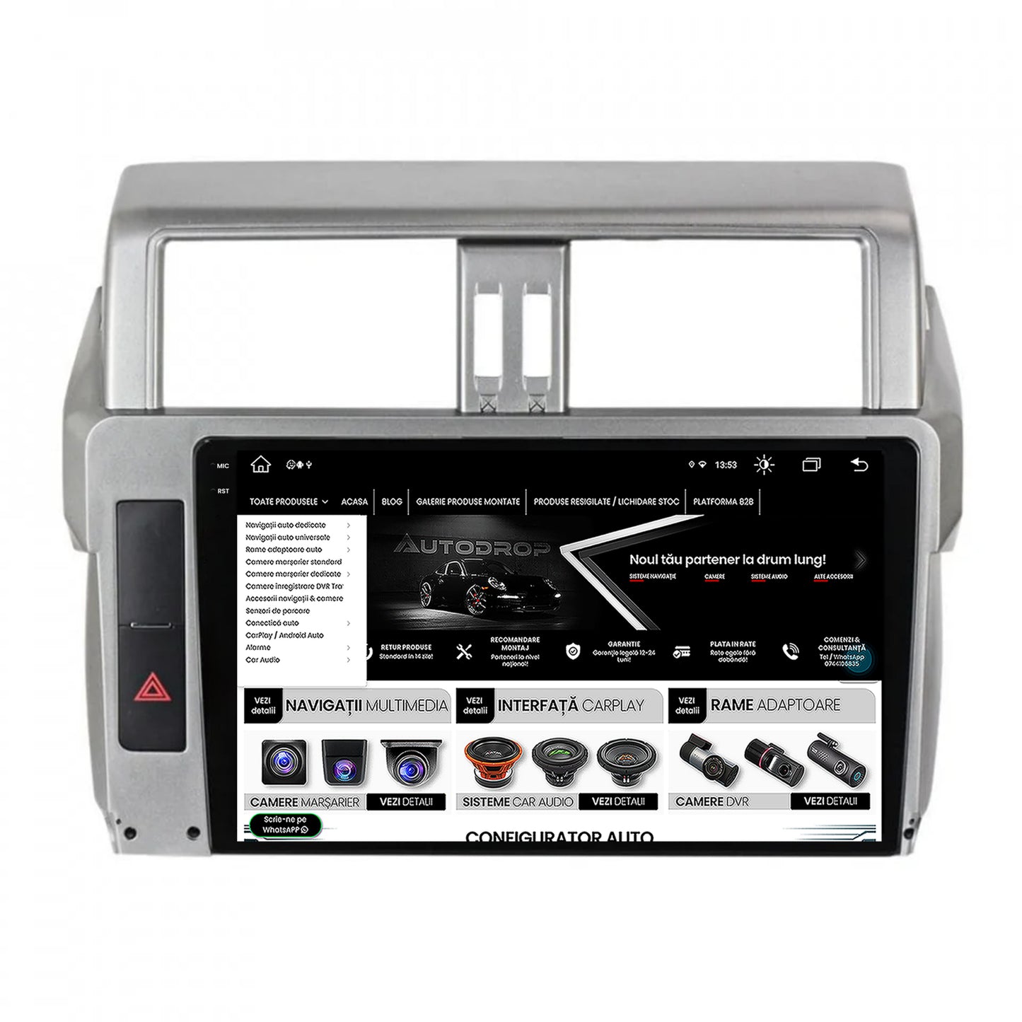 Navigatie Toyota Land Cruiser Prado J150 (2013-2017), Android, V-Octacore / 4GB RAM + 64GB ROM, 9.5 Inch - AD-BGV9004+AD-BGRKIT061