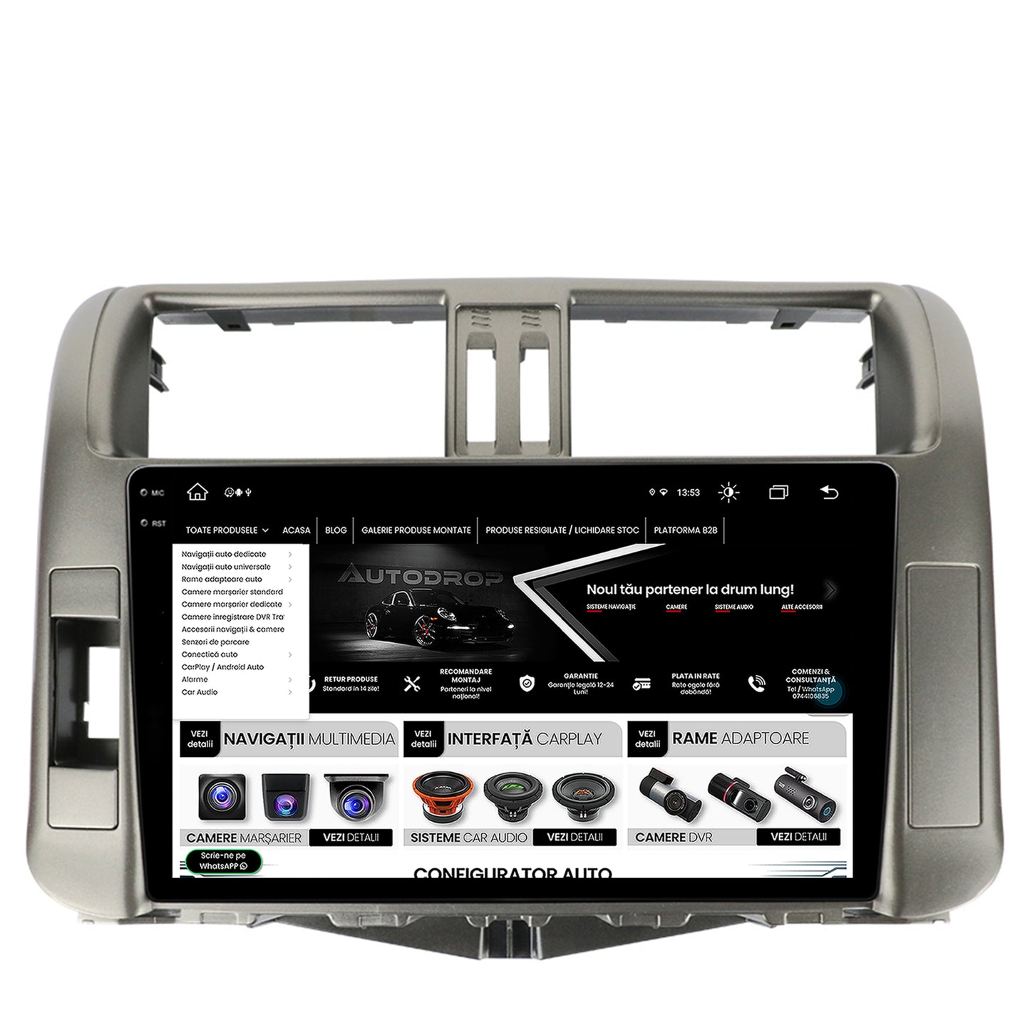 Navigatie Toyota Land Cruiser Prado J150 (2009-2013), Android, X-Octacore / 8GB RAM + 256GB ROM, 9.5 Inch - AD-BGX9008+AD-BGRKIT070