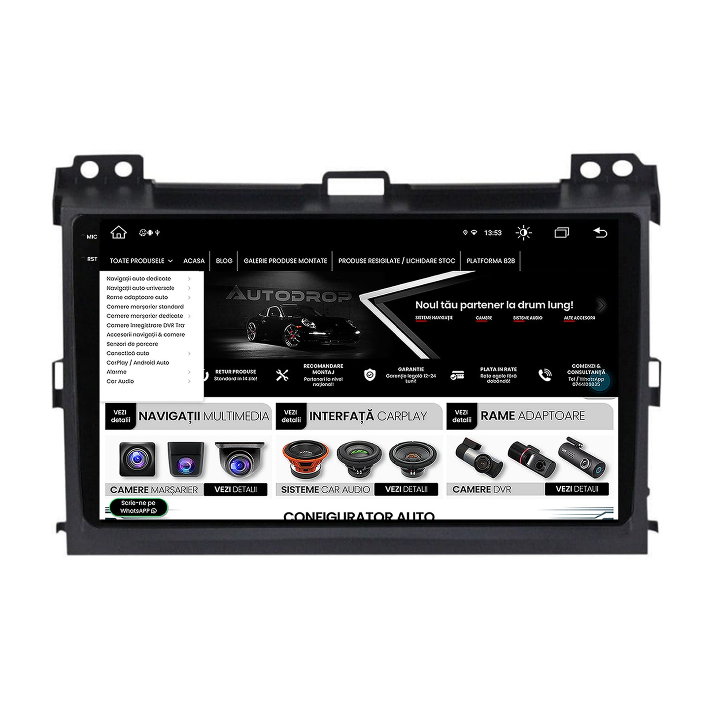 Navigatie Toyota Prado J120 (2002-2010), Android, X-Octacore / 8GB RAM + 256GB ROM, 9.5 Inch - AD-BGX9008+AD-BGRKIT083