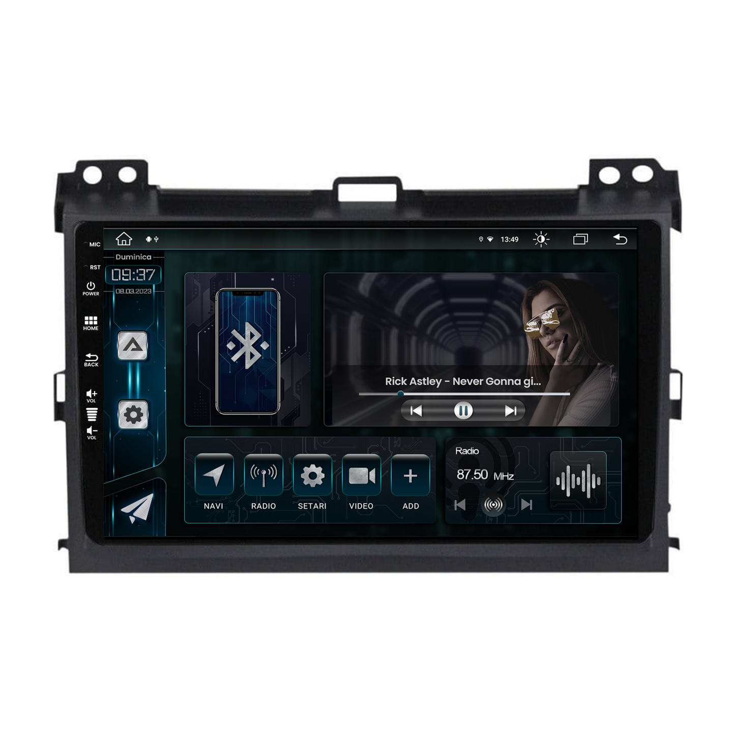 Navigatie Toyota Prado J120 (2002-2010), Android, Z-Octacore / 8GB RAM + 256GB ROM, 9 Inch - AD-BGZ9008+AD-BGRKIT083