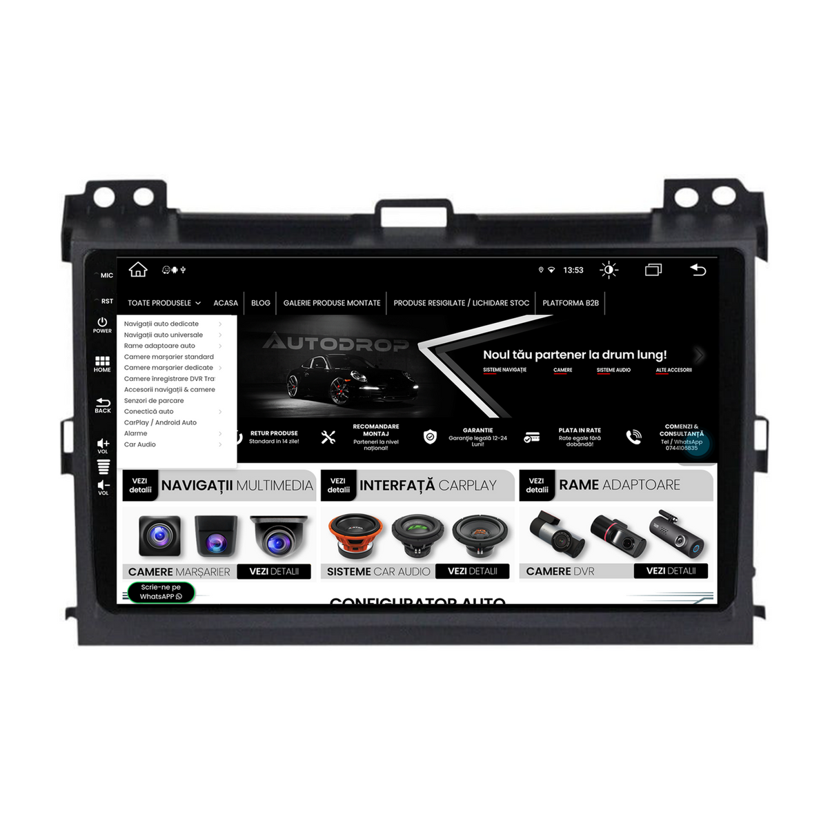 Navigatie Toyota Prado J120 (2002-2010), Android, Z-Octacore / 8GB RAM + 256GB ROM, 9 Inch - AD-BGZ9008+AD-BGRKIT083
